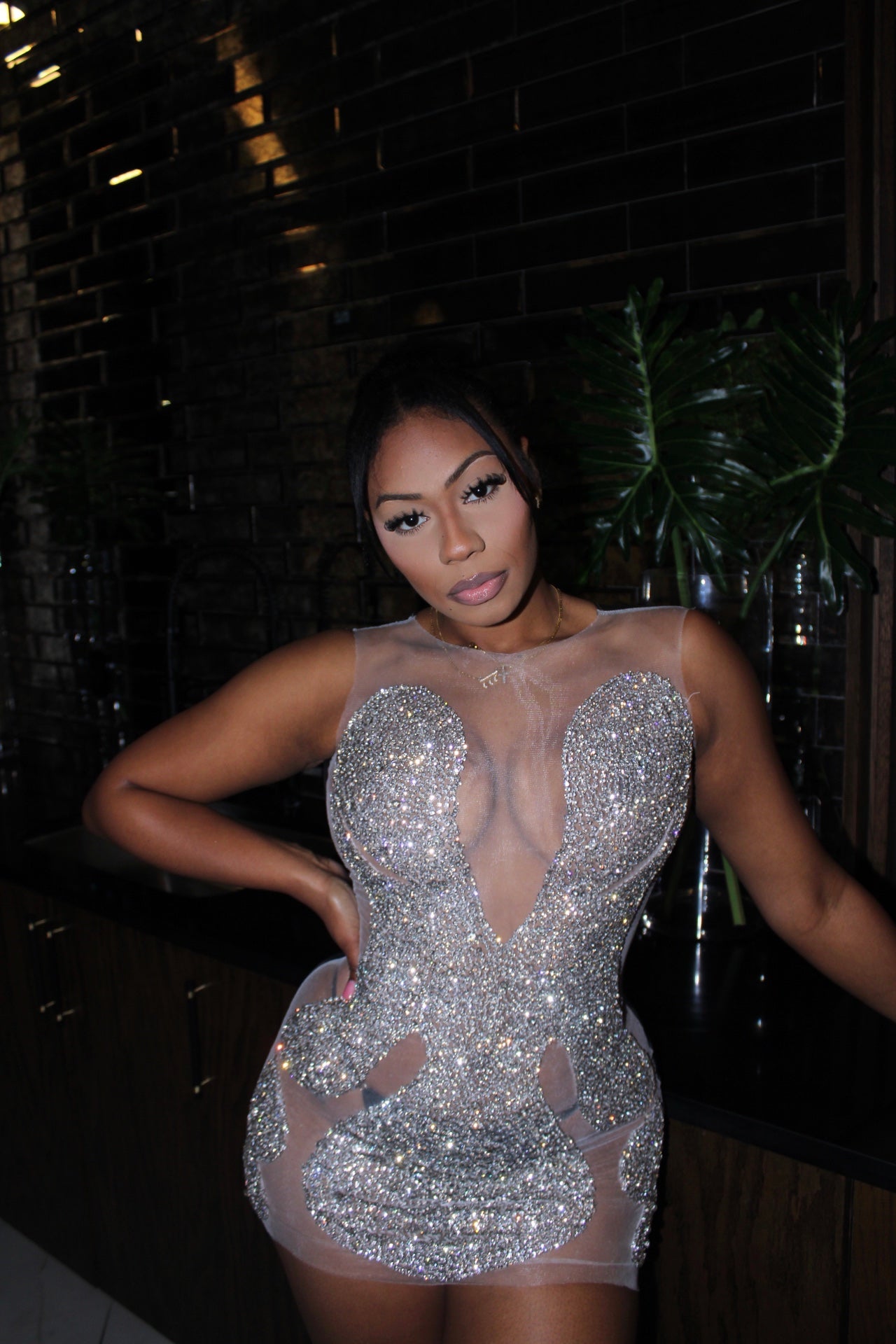 READY TO SHIP Siren Luxe Rhinestone Mini Dress