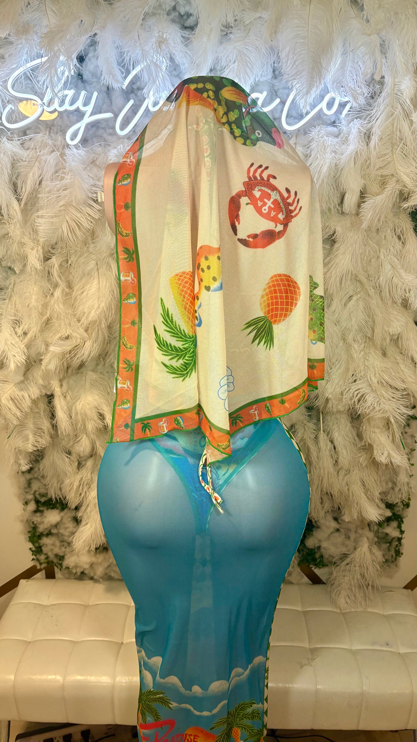 READY TO SHIP Miss Caicos Three Piece Skirt Set With Matching Headscarf