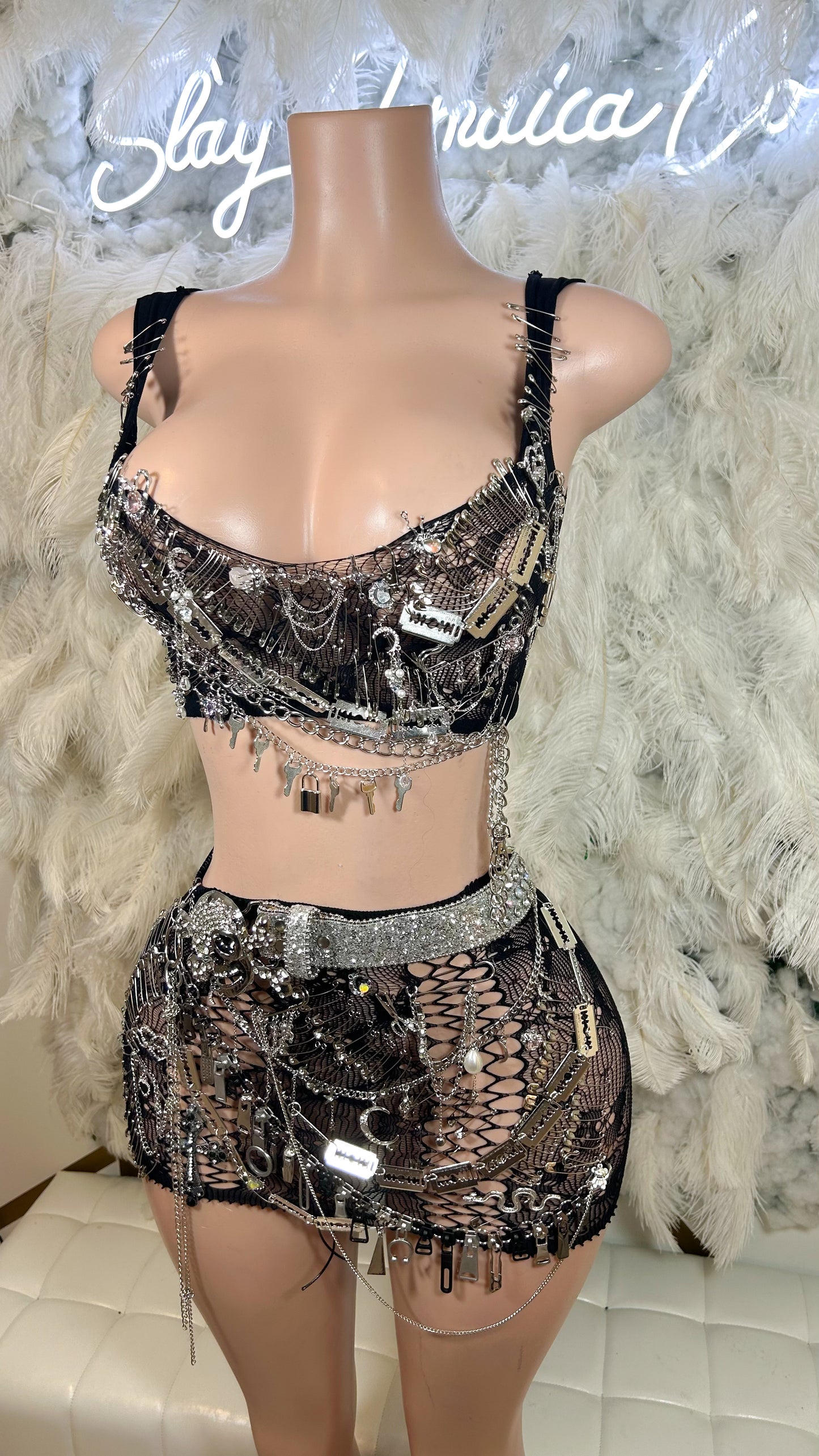 Night Under The Stars Embellished Mesh Skirt Set