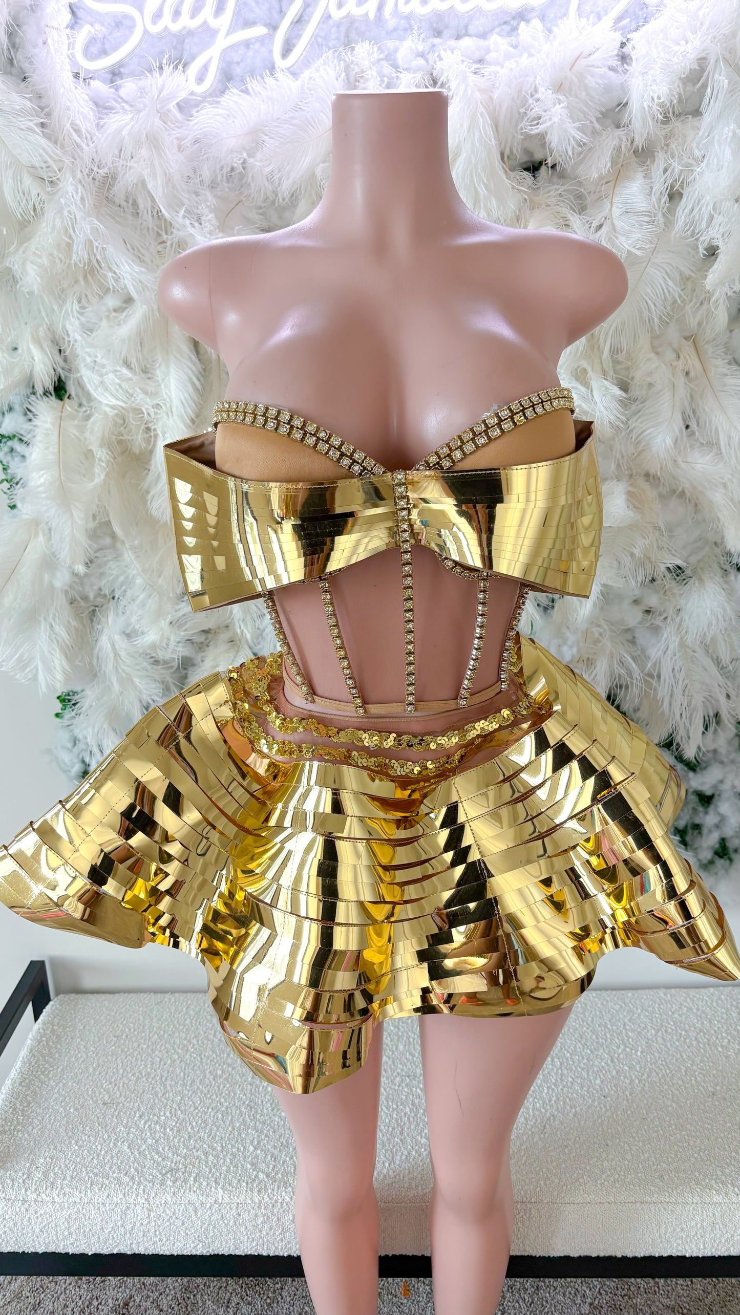 The Baddest Bitches Love Luxe Skirt Set- Gold
