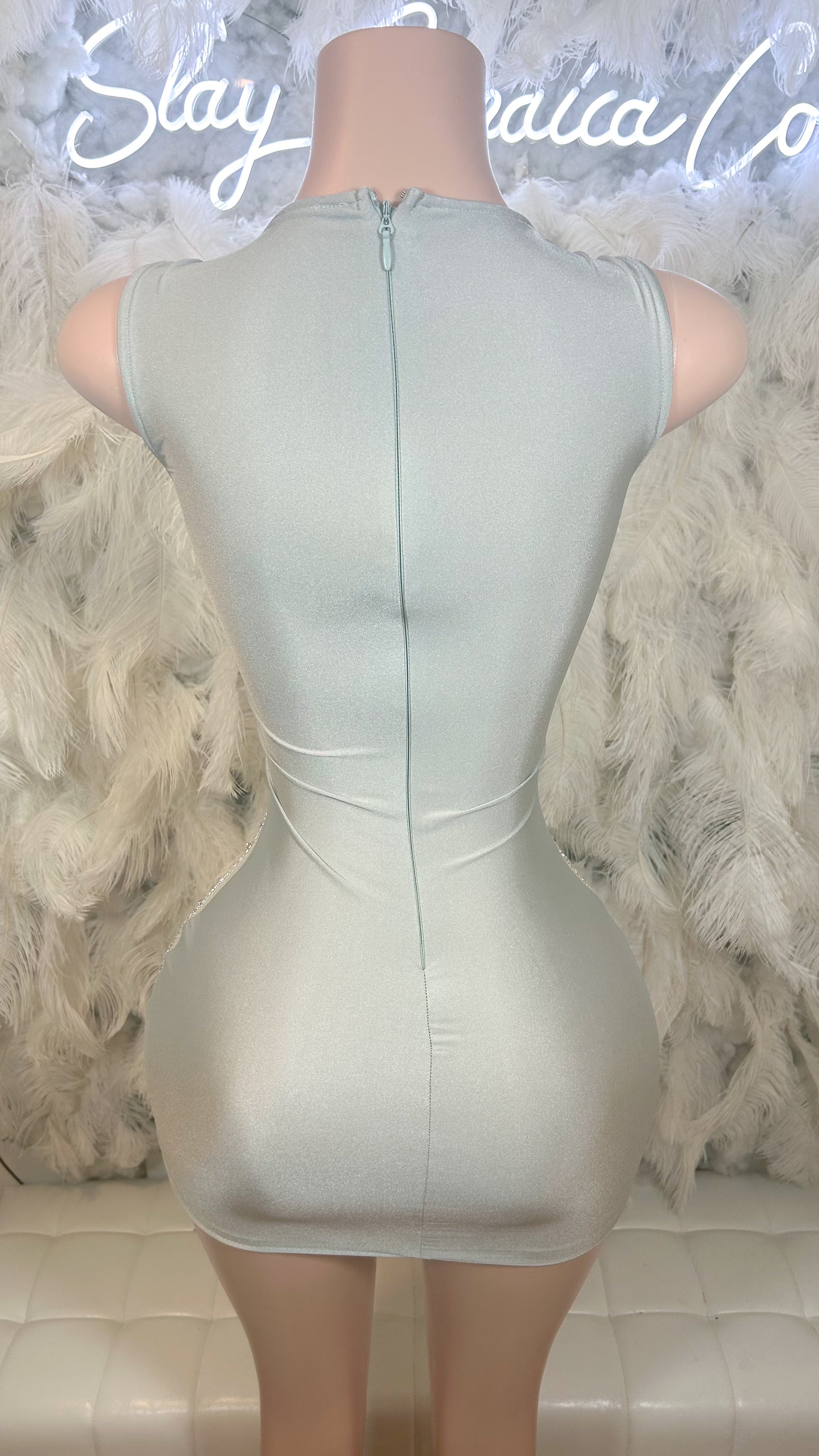 READY TO SHIP Crystal Clear Luxe Rhinestone Mini Dress