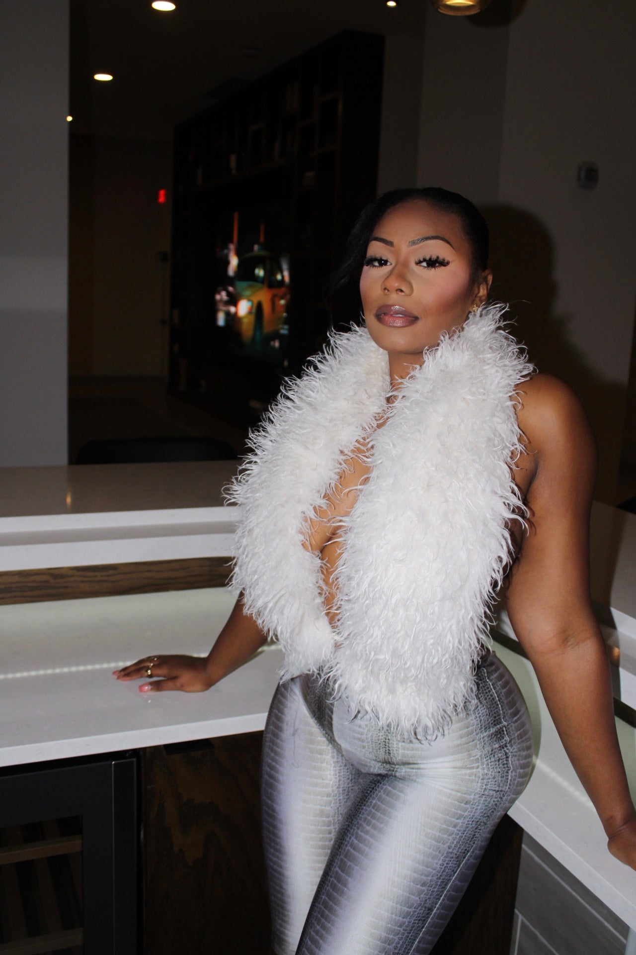READY TO SHIP Venom Snakeprint Mongolian Fur Capri Set