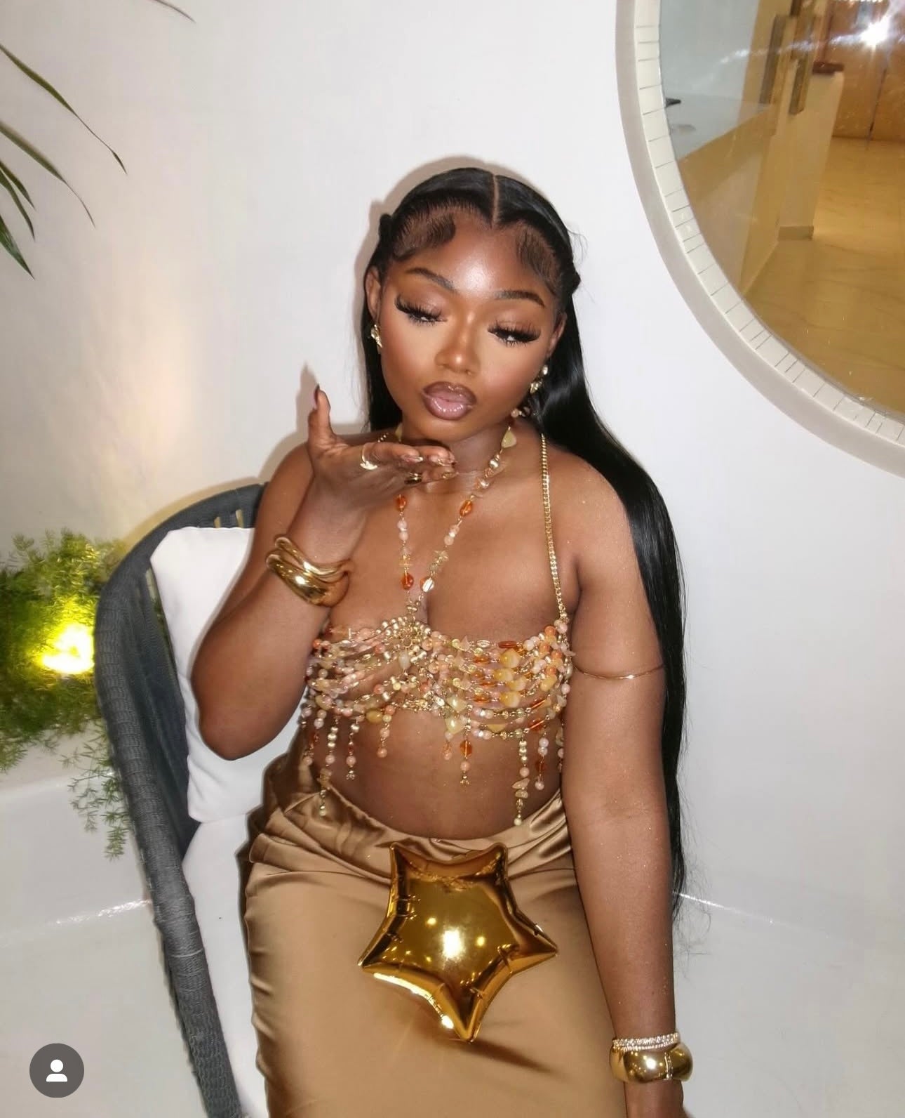 Sunset In The Tropics Beaded chain bralette Top