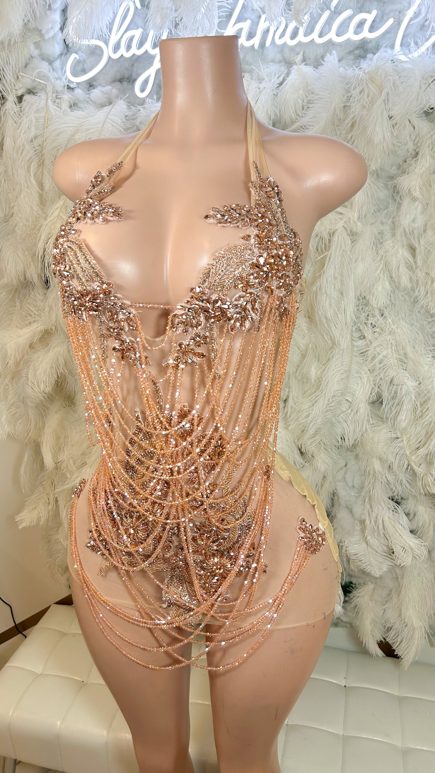 PREORDER ONLY Champagne Kisses luxury Diamanté Mini Dress