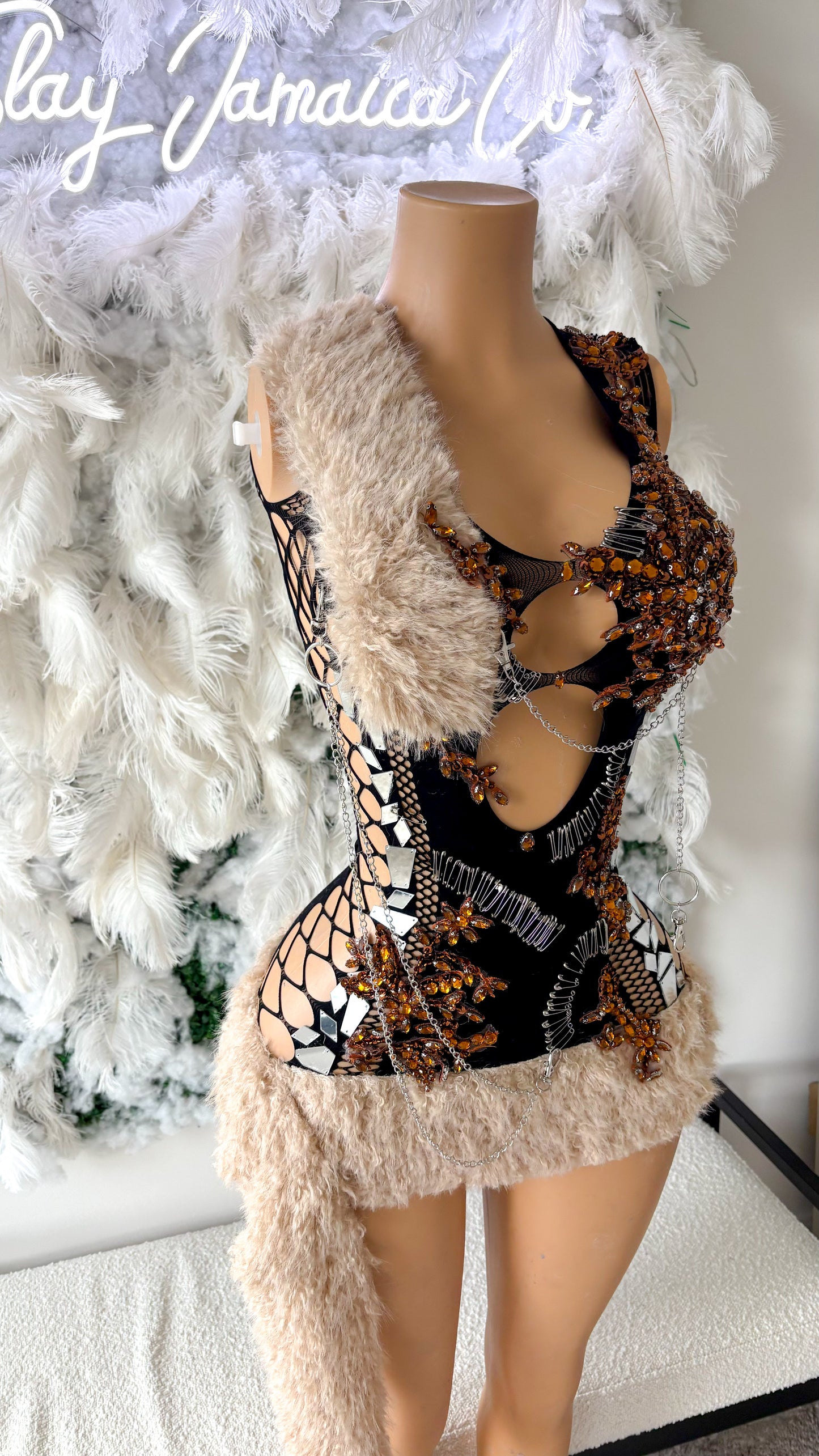 Always Making A Statement Fur Embellished Dress
