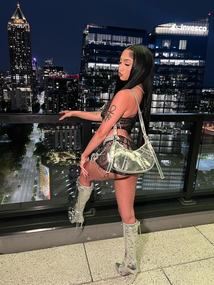 Gag City Embellished Mesh Skirt Set