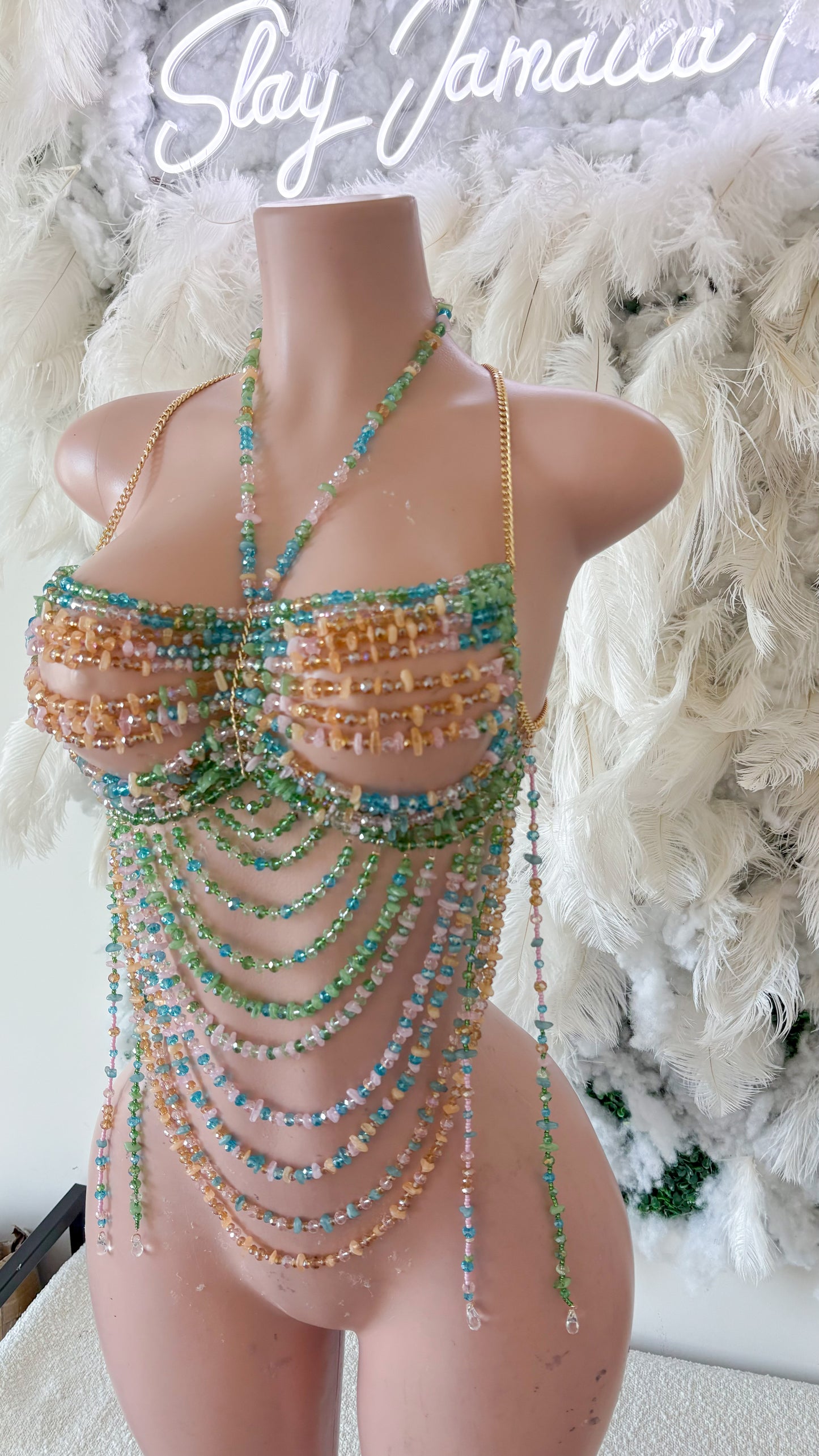 I Woke Up In Paradise Acrylic Beaded Top