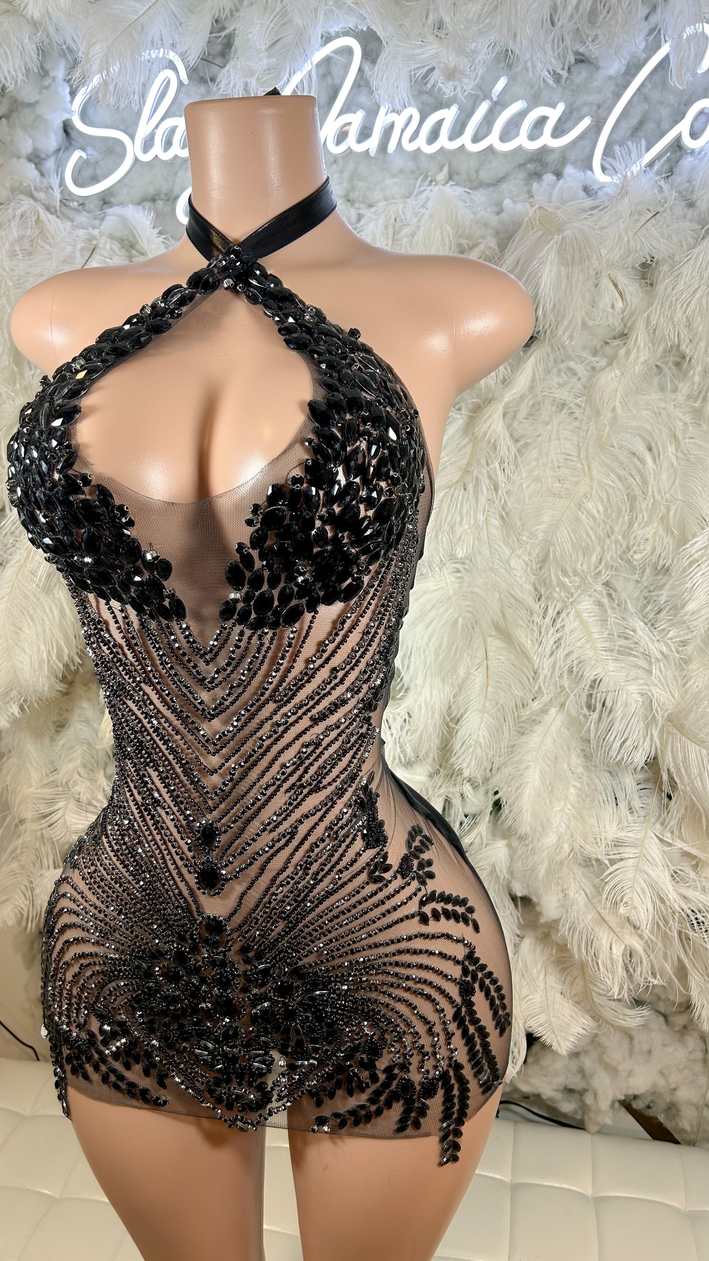 PREORDER ONLY Dark Desires Luxe Rhinestone Mini Dres