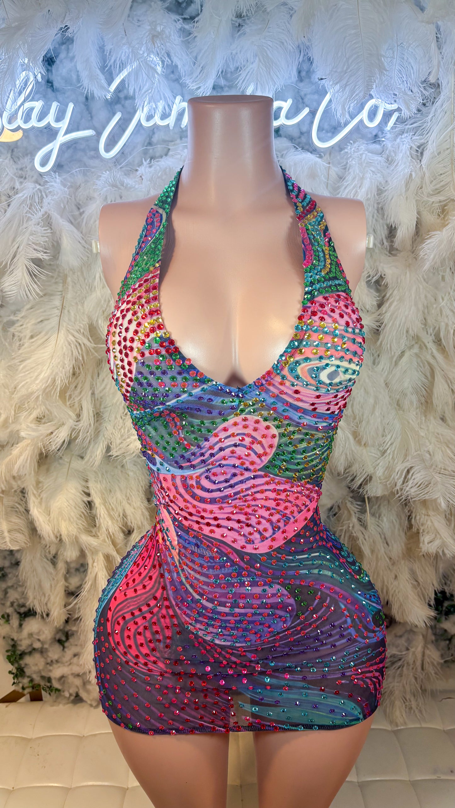 READY TO SHIP Crazy In Love Rhinestone Mini Dress