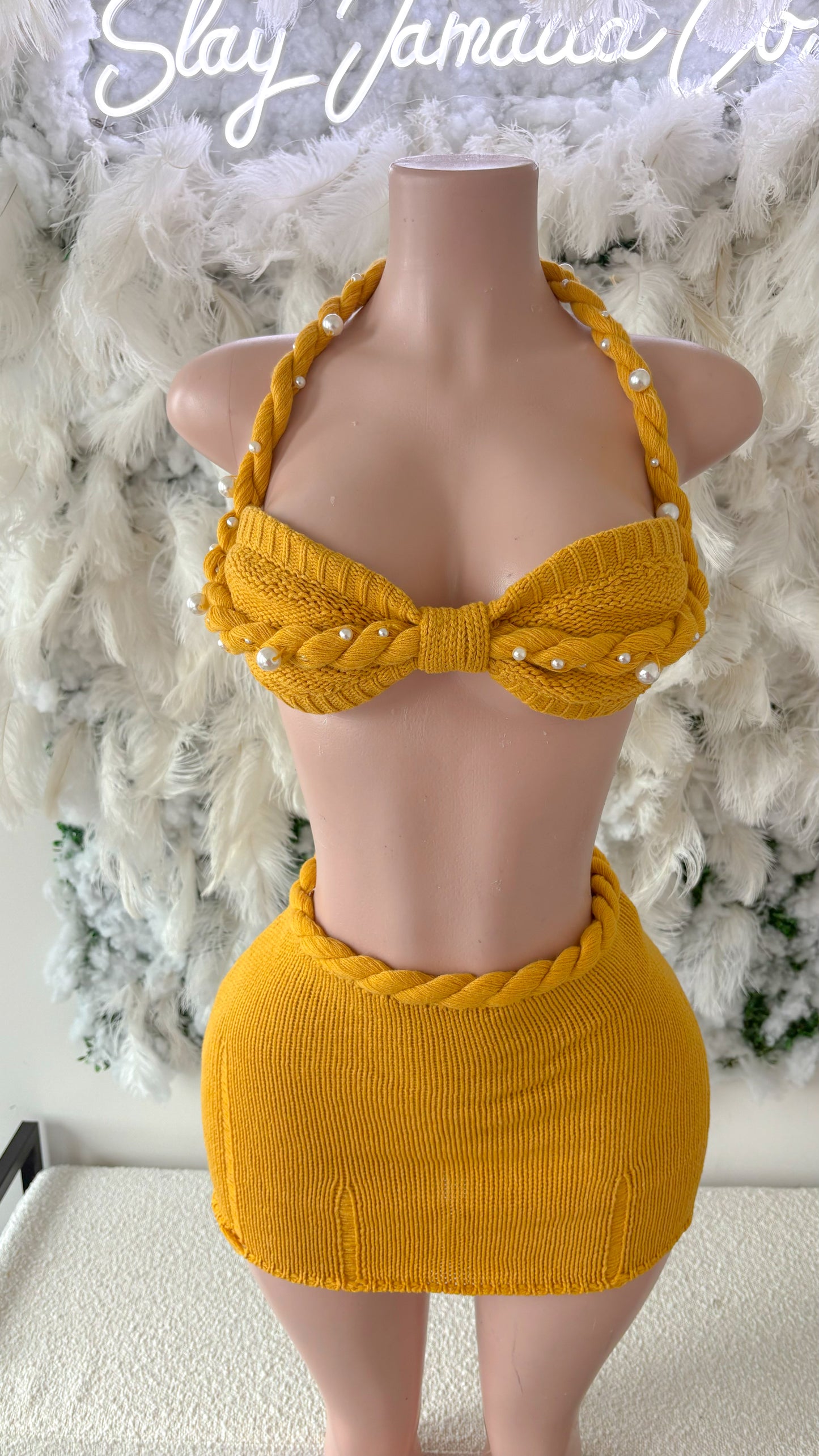 Cabo Dreams Knitted Pearl Skirt Set