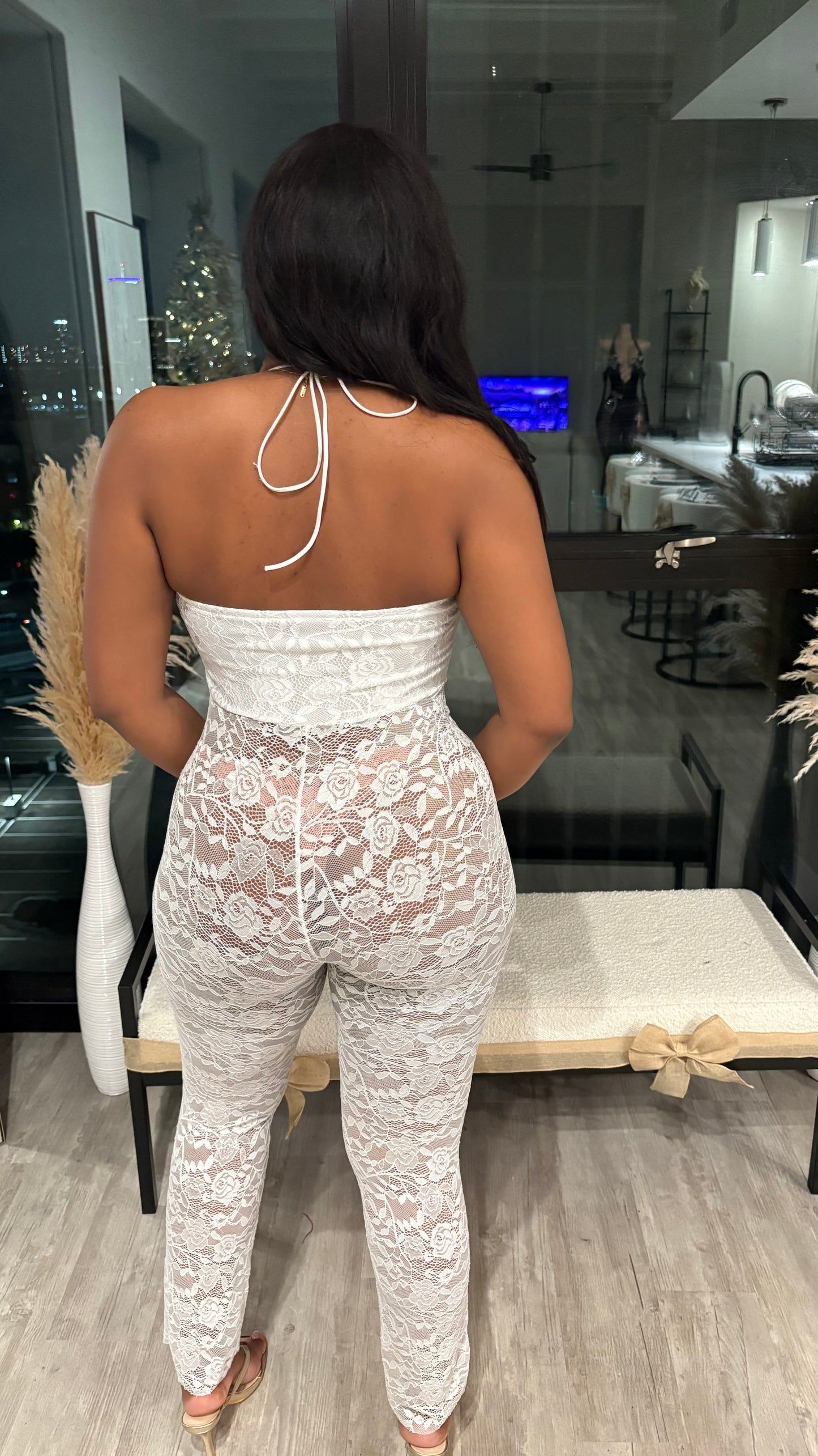 Sexy Mami Lace Jumpsuit - white