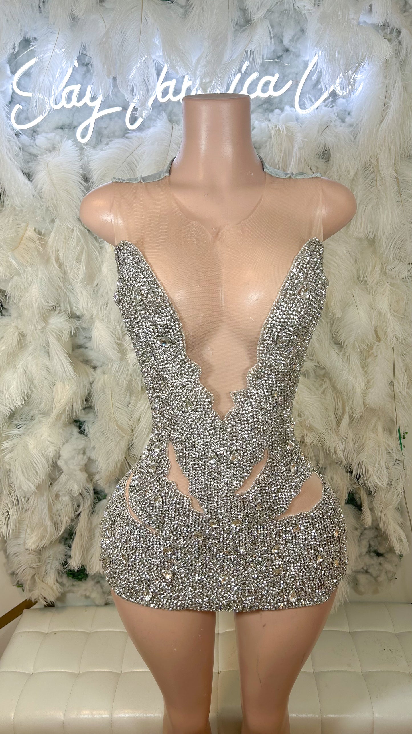 PREORDER ONLY Always Been Her Rhinestone Luxe Mini Dress