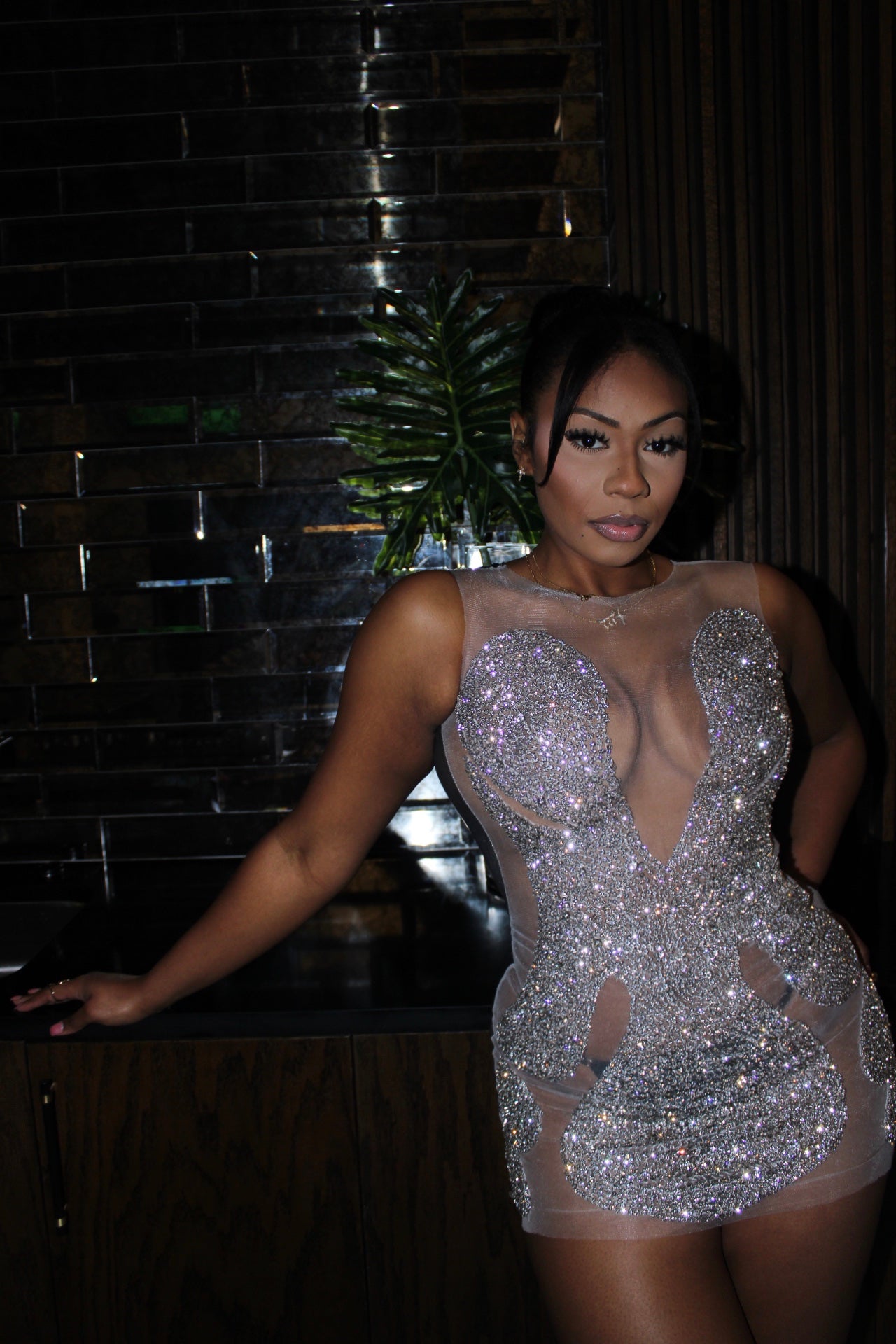 READY TO SHIP Siren Luxe Rhinestone Mini Dress