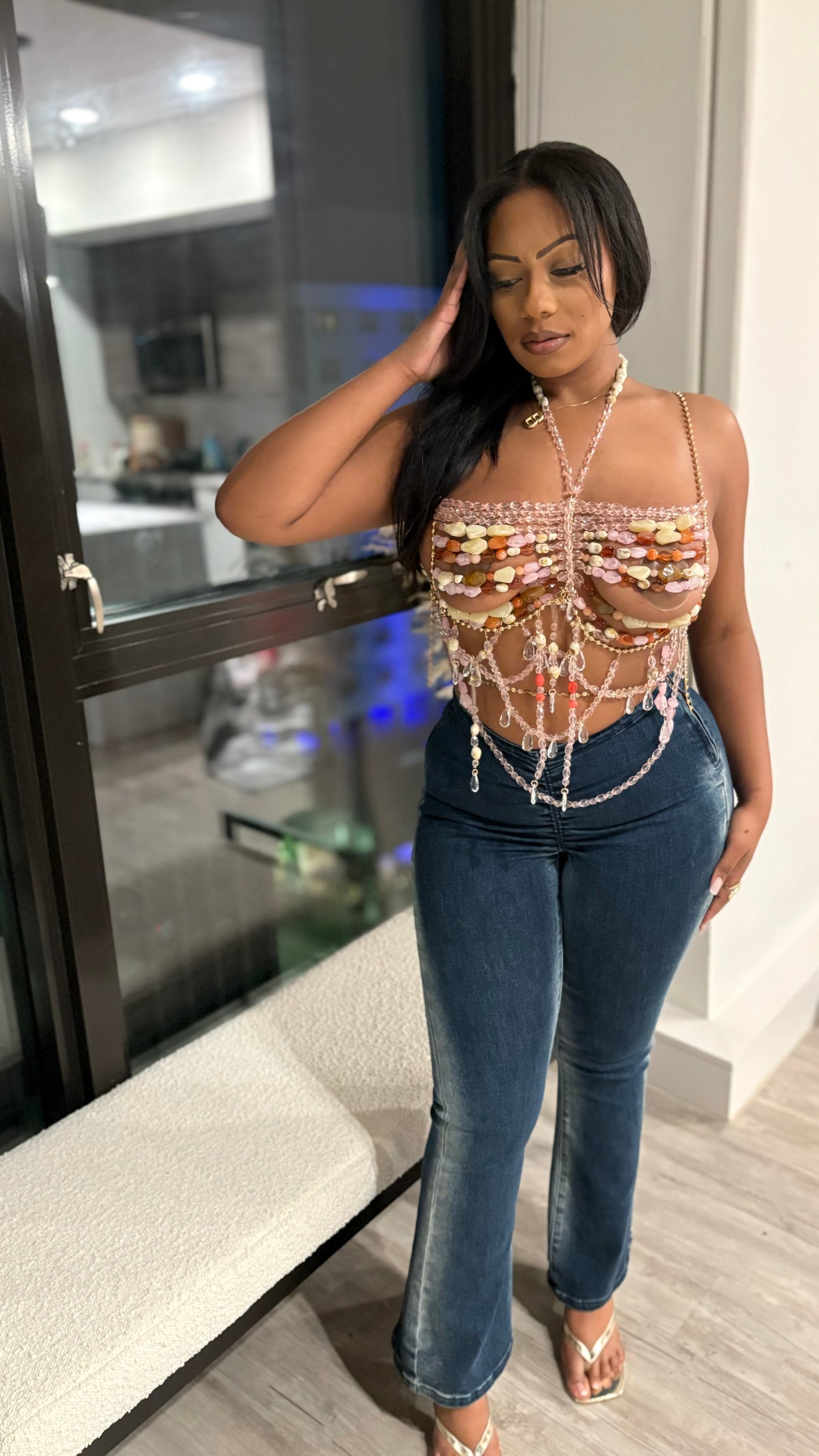 Mykonos Treats Beaded Top