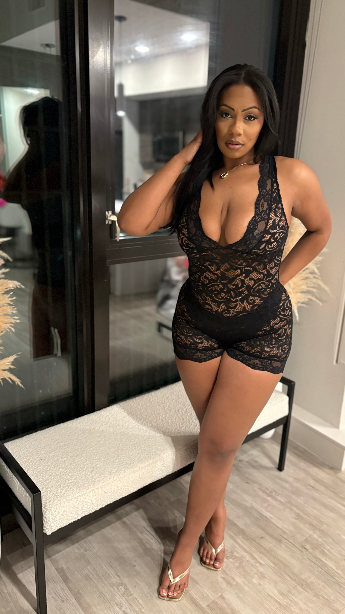 Not Very Demure Lace Romper
