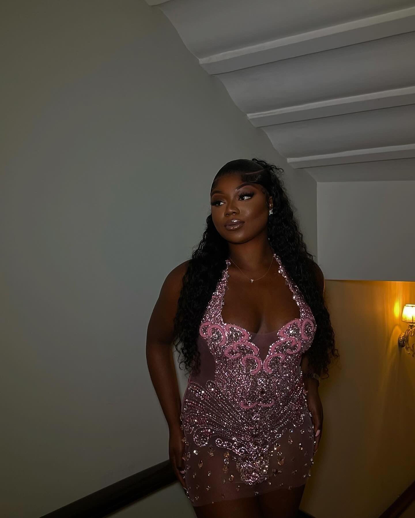 PREORDER ONLY Pink bliss Rhinestone Luxe mini dress