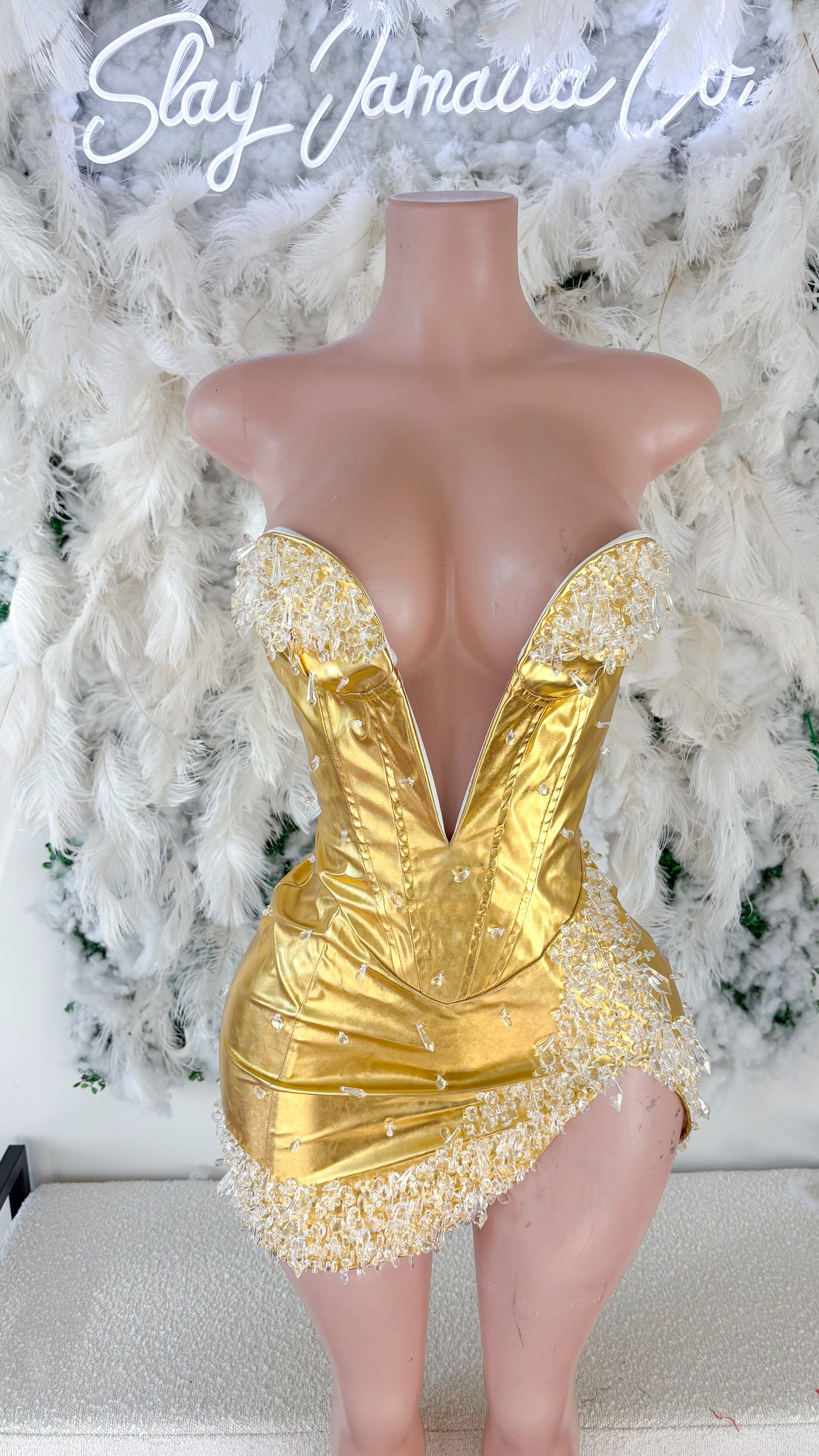 She Has The Midas Touch Luxe Mini Dress