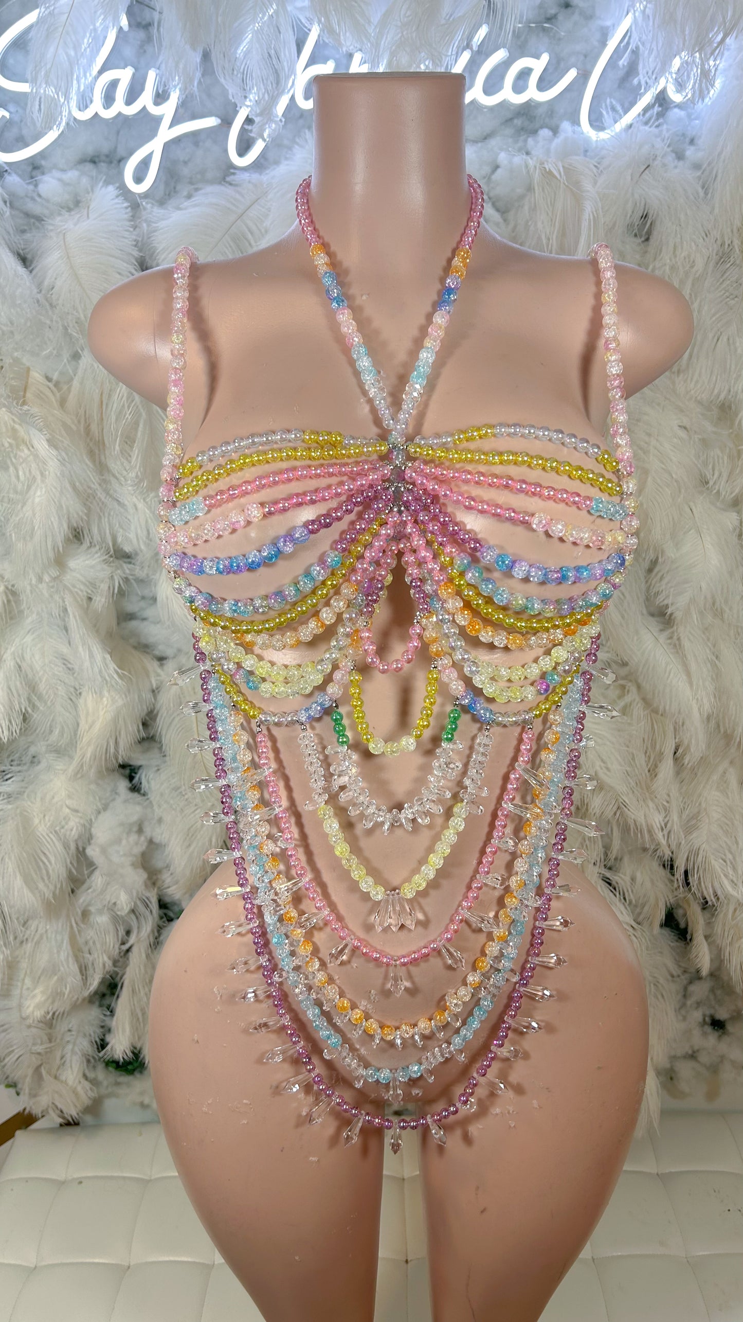 Pastel Dreams Beaded Bra Top