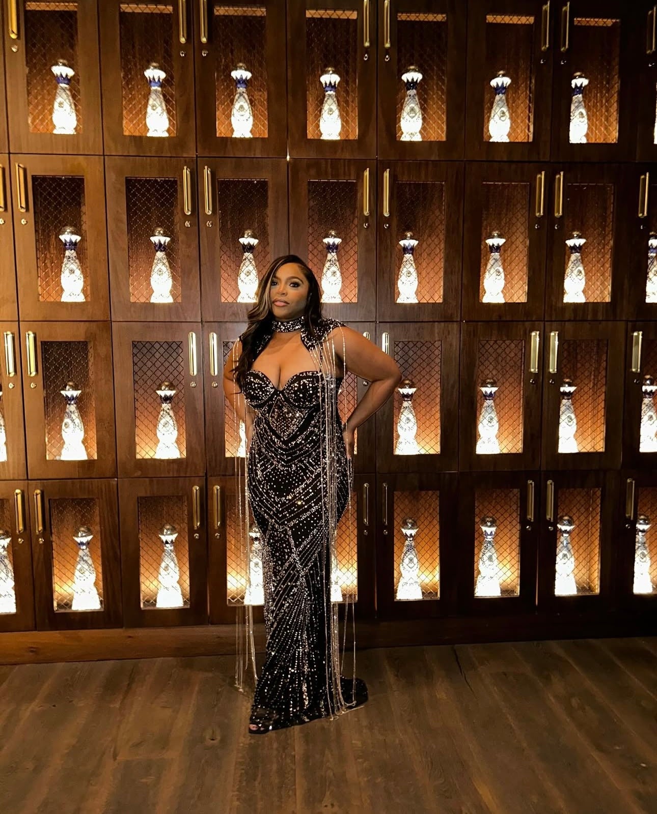 Beauty Redefined Maxi Rhinestone Dress w/ Detachable Neck Choker