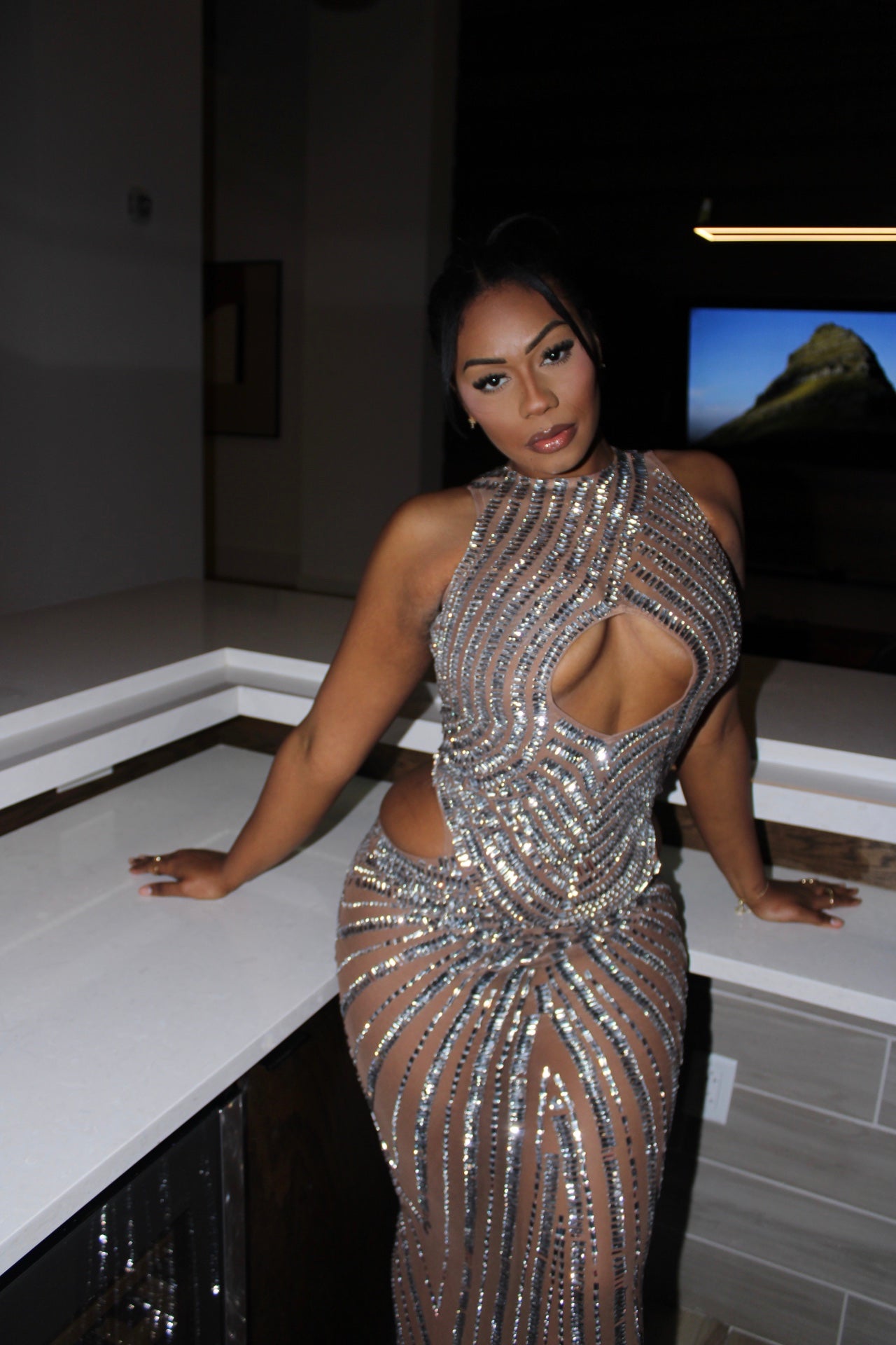 READY TO SHIP She Will Rhinestone Maxi Dress