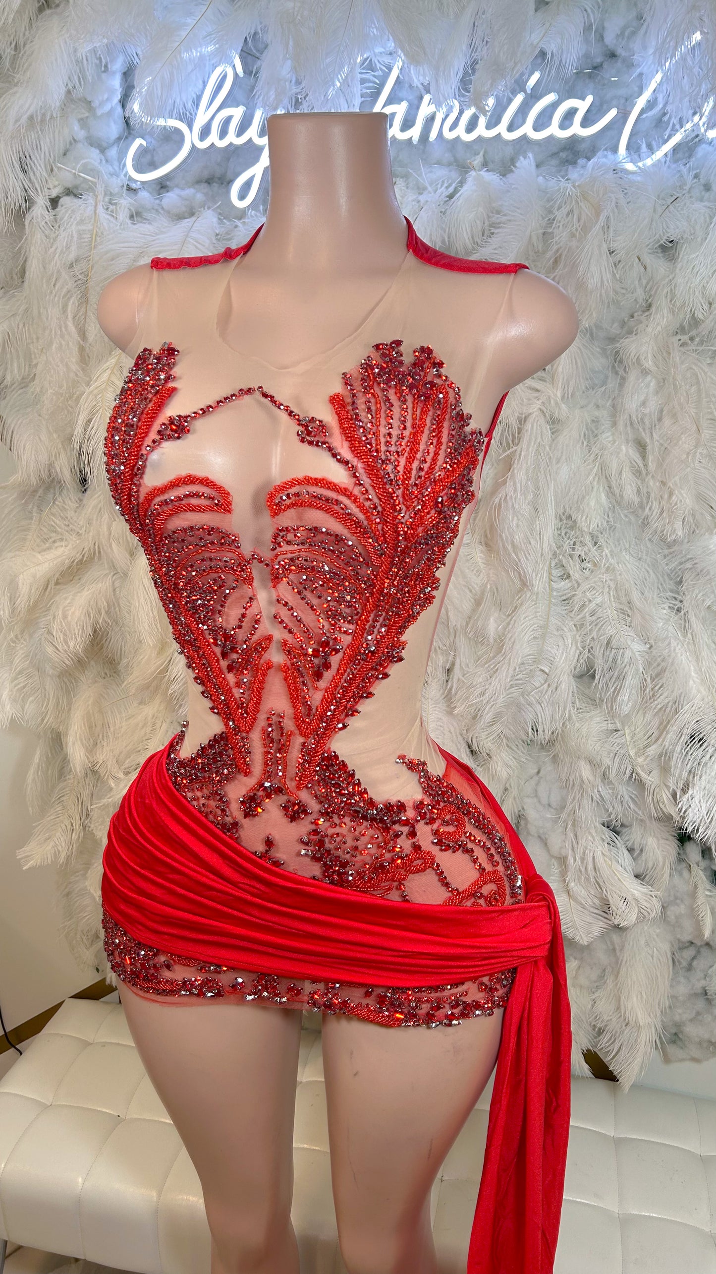 PREORDER ONLY Never Lacking Rhinestone Luxe Wrap Mini Dress with Mini Train