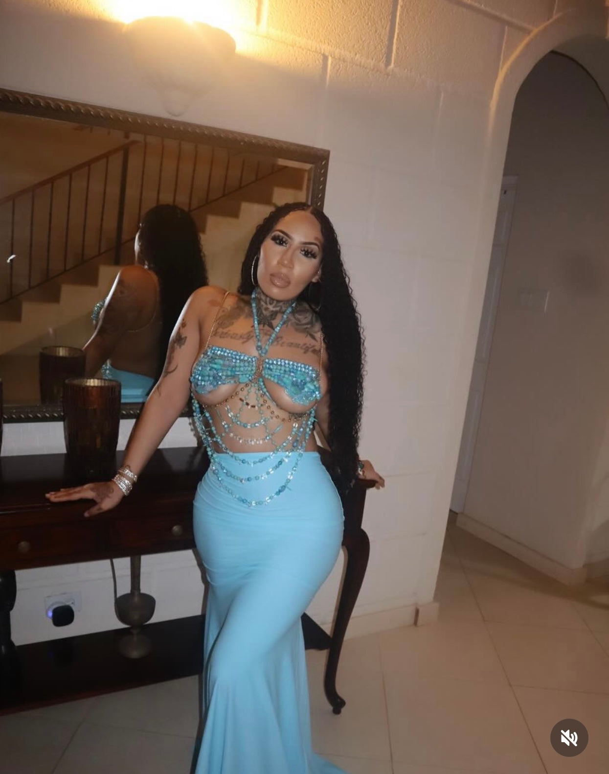 Sea Breeze Chain Beaded Bralette Top