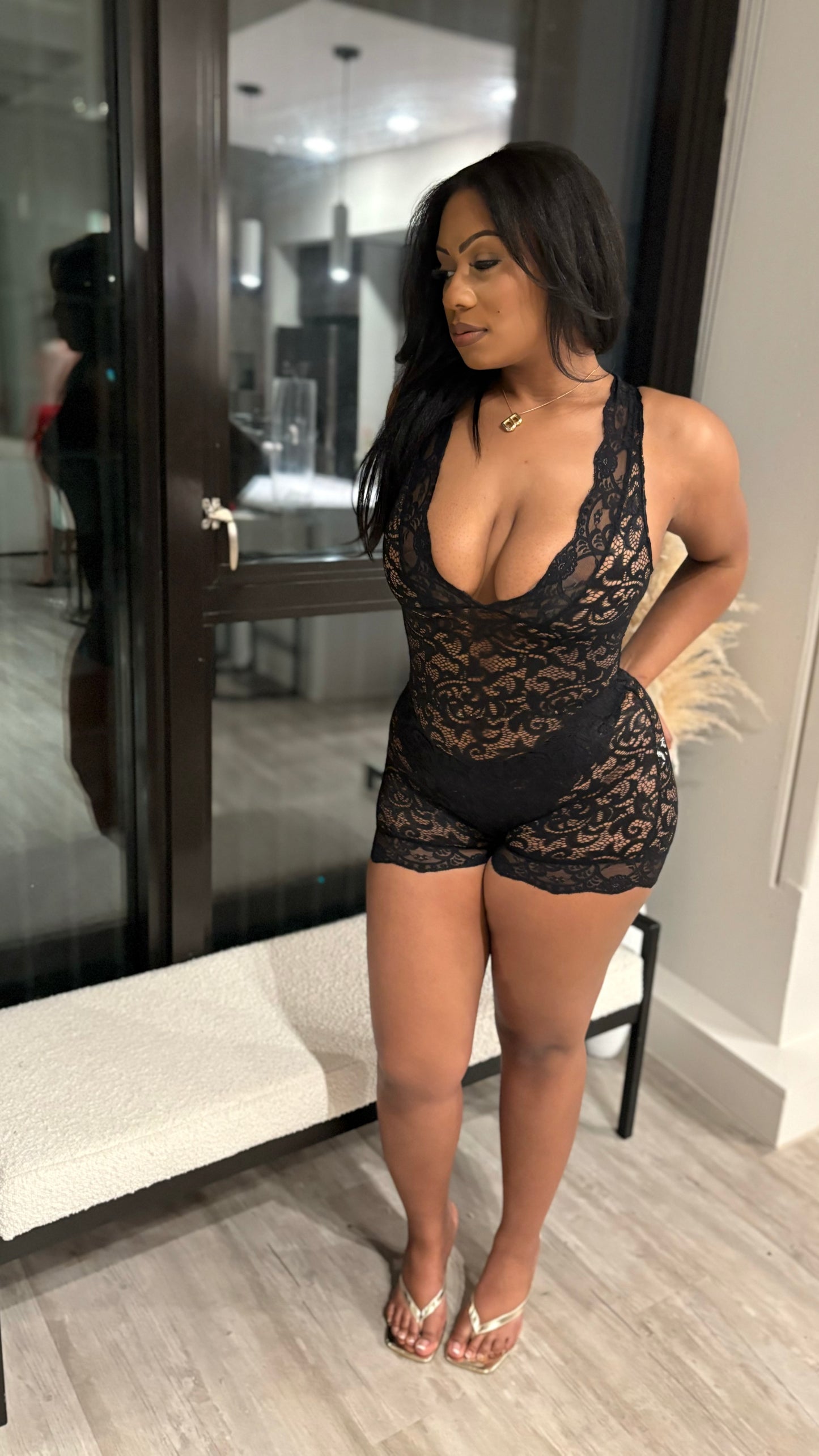 Not Very Demure Lace Romper