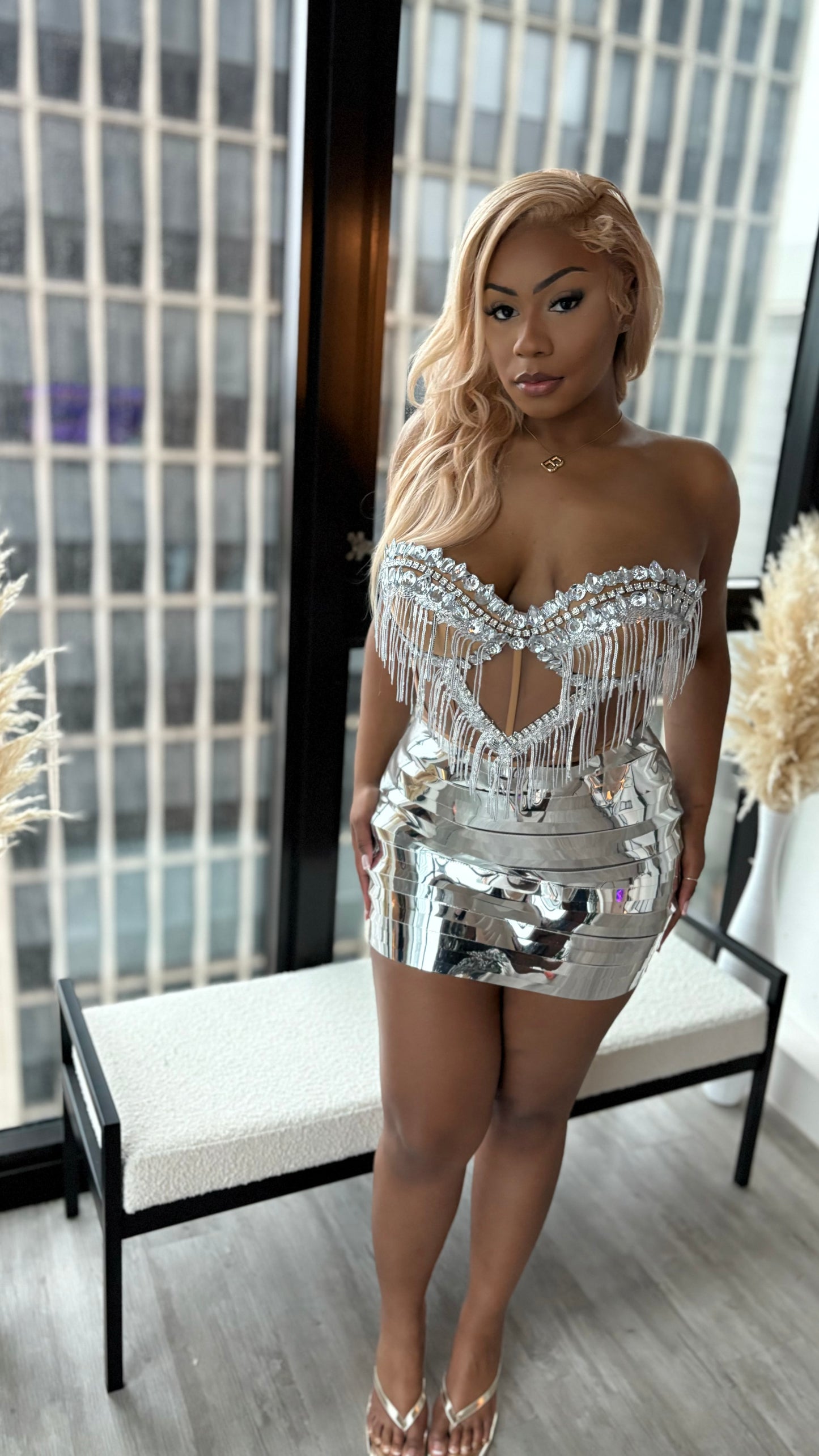 READY TO SHIP Belle Of The Ball Skirt Set -Silver