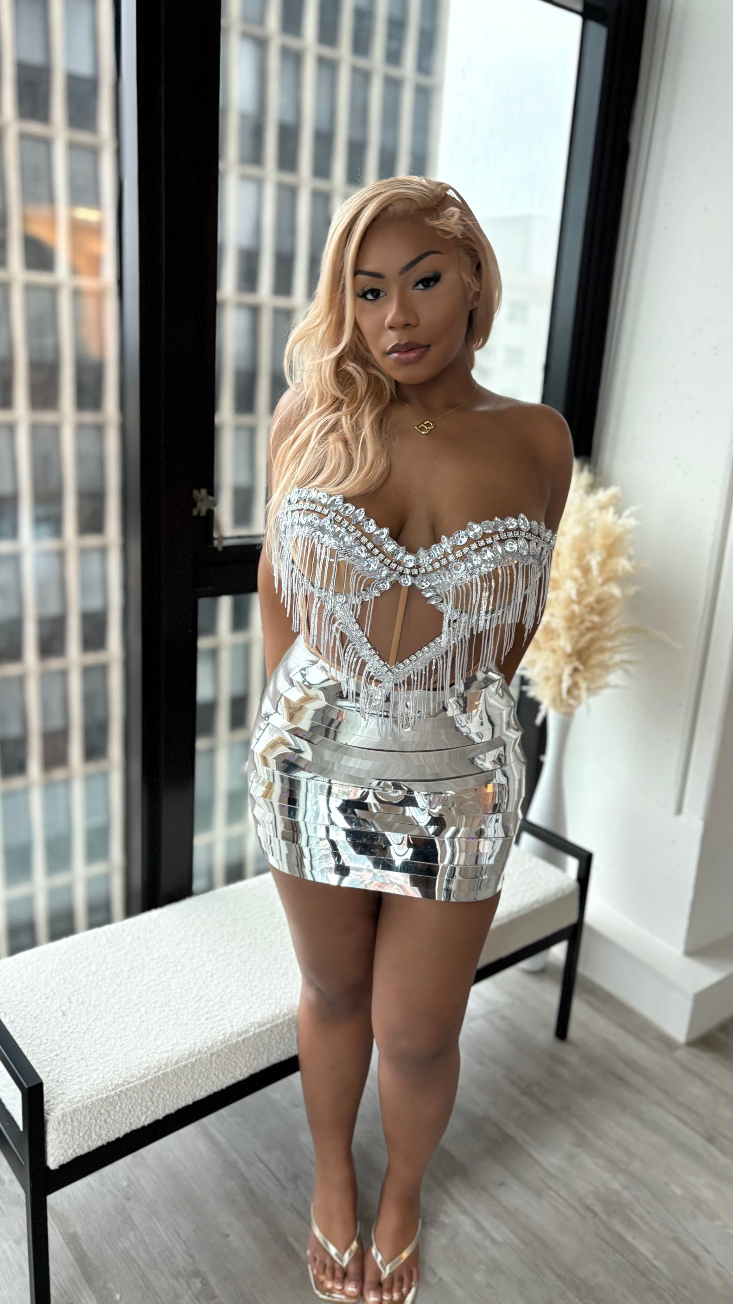 READY TO SHIP Belle Of The Ball Skirt Set -Silver