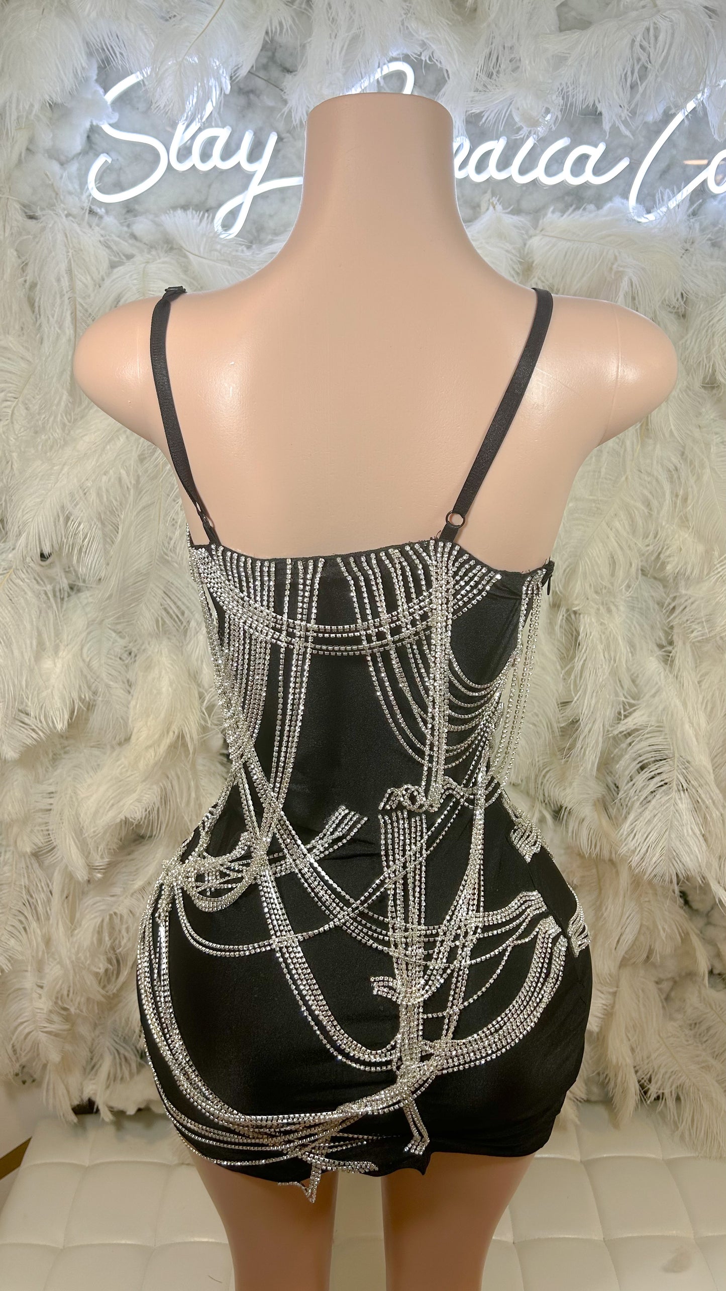 READY TO SHIP Chained To Luxury Rhinestone Mini Dress