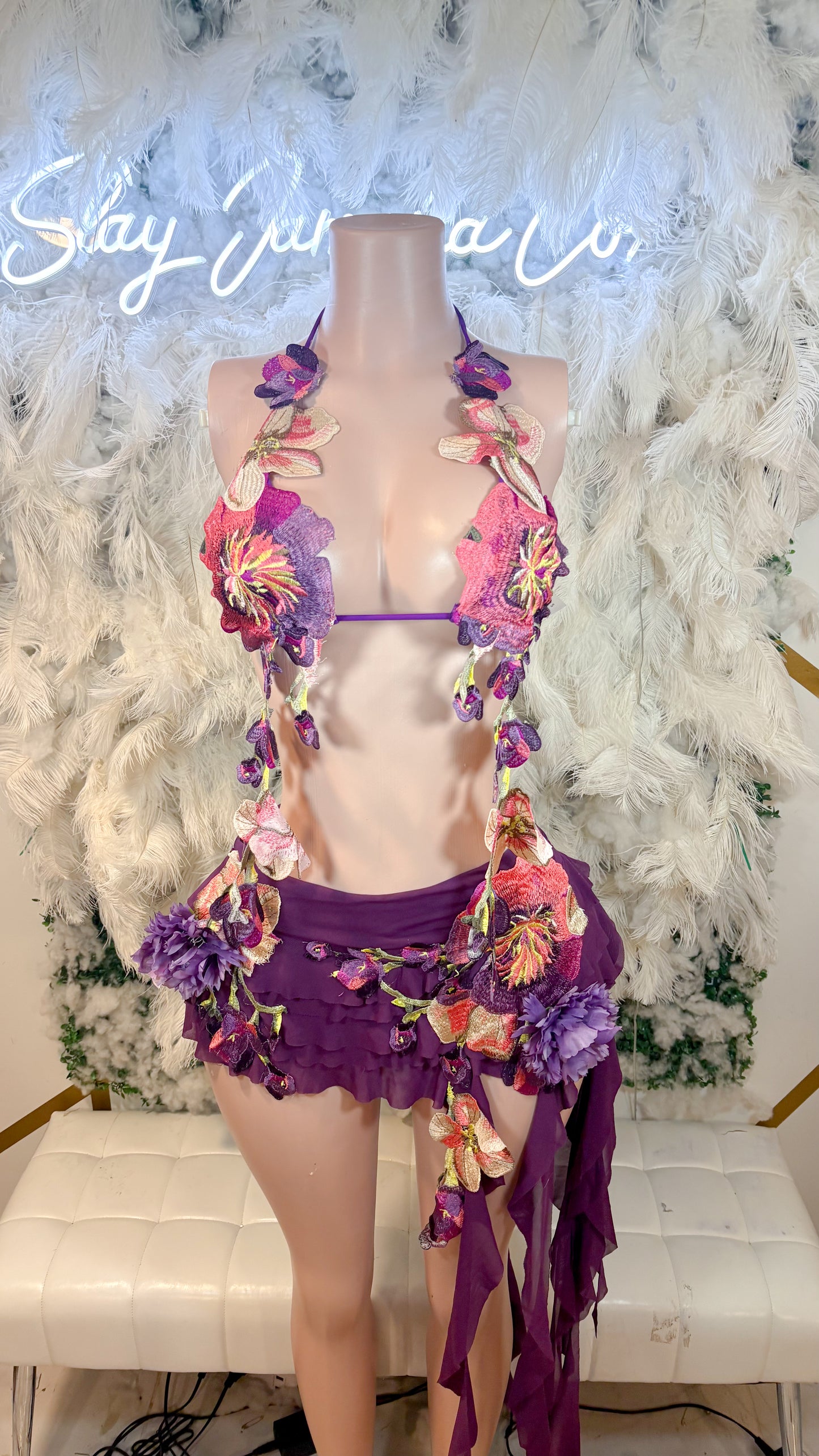 Hawaiian Mojito Sunrise Floral Skirt Set - Purple Combo