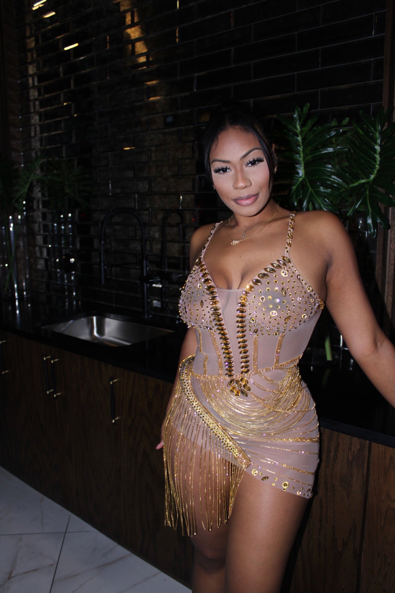 READY TO SHIP His Prettiest Problem Rhinestone Luxe Mini Dress