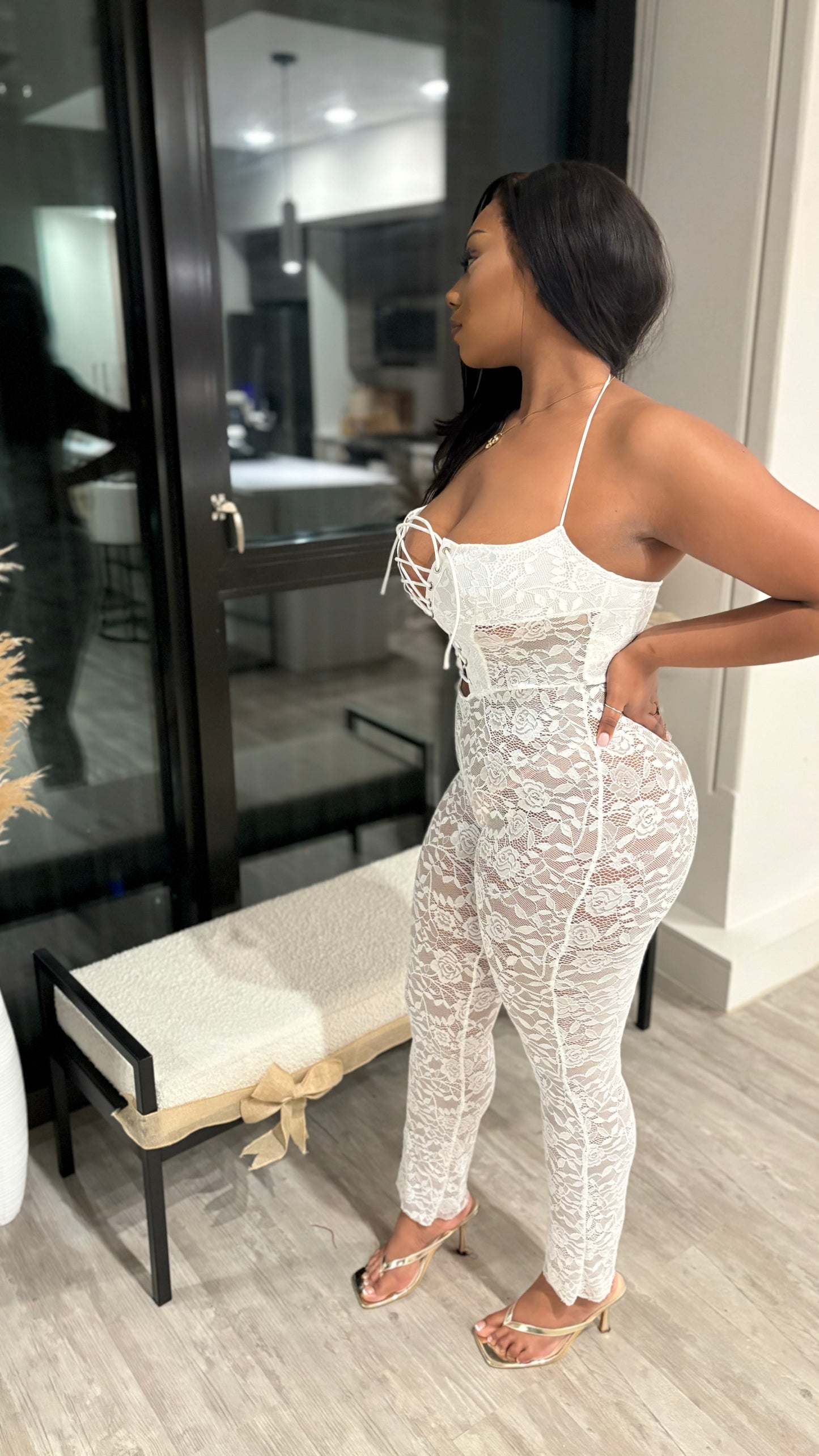 Sexy Mami Lace Jumpsuit - white