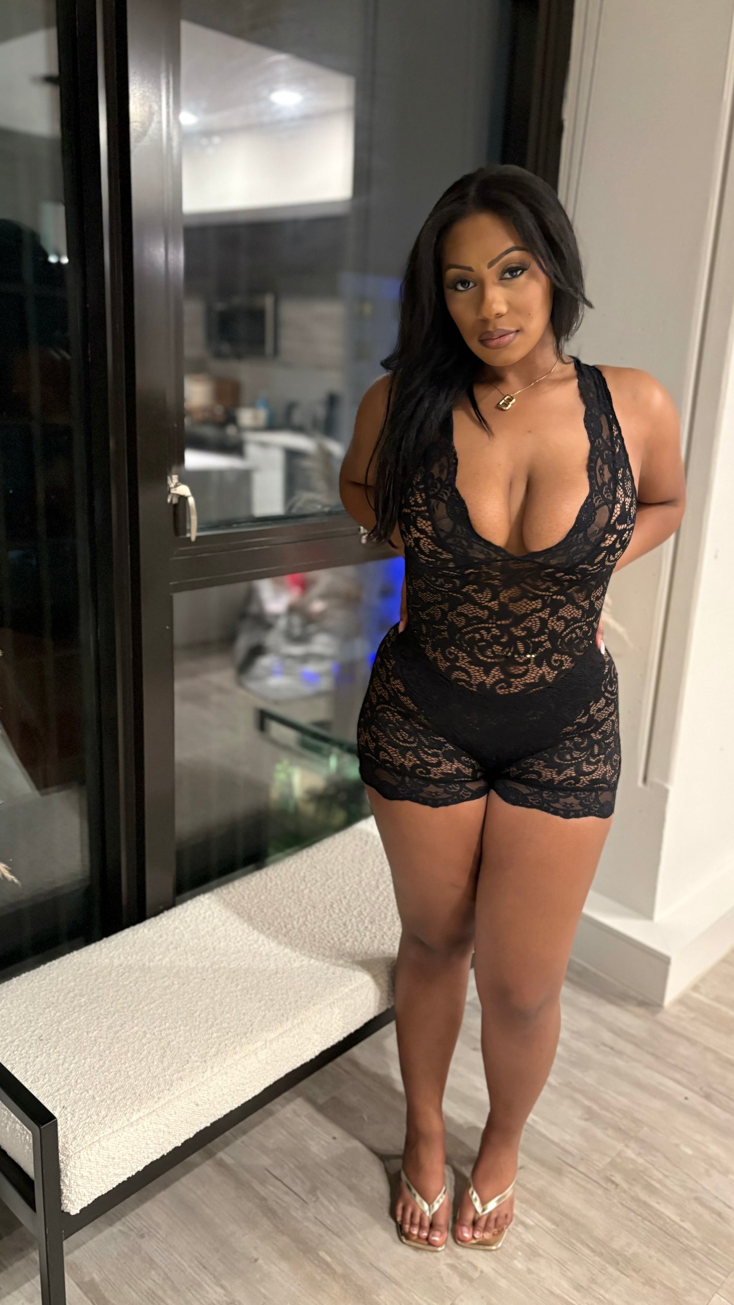 Not Very Demure Lace Romper