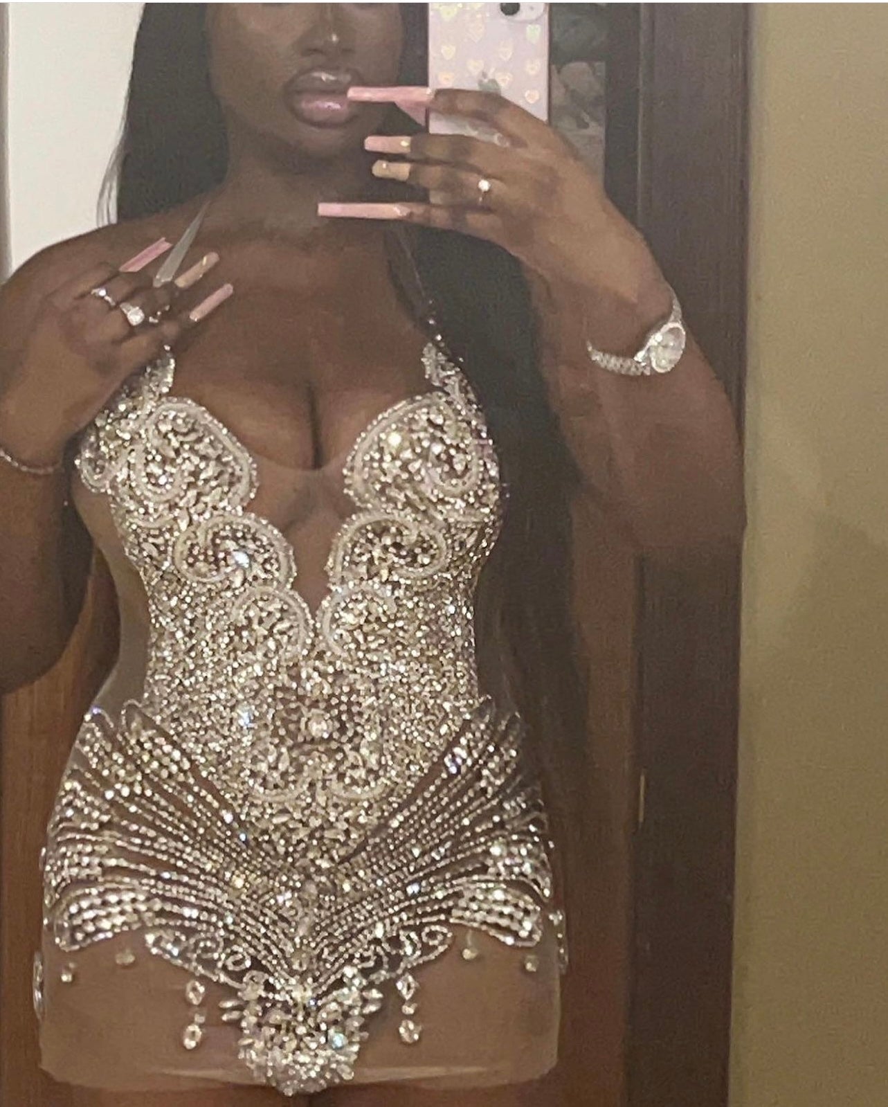 Preorder only Queen In The Deck Luxury Rhinestone Mini Dress