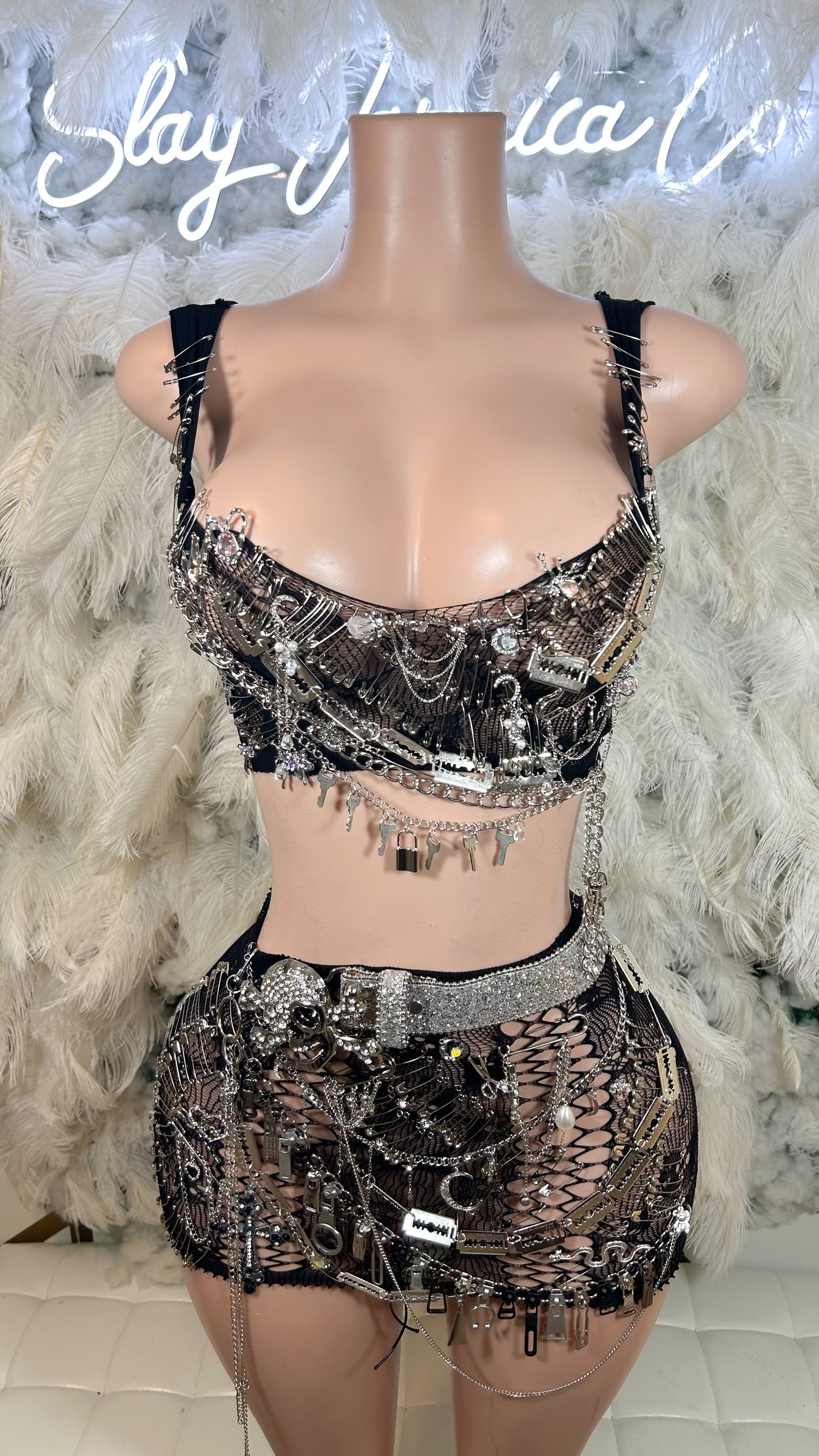 Night Under The Stars Embellished Mesh Skirt Set