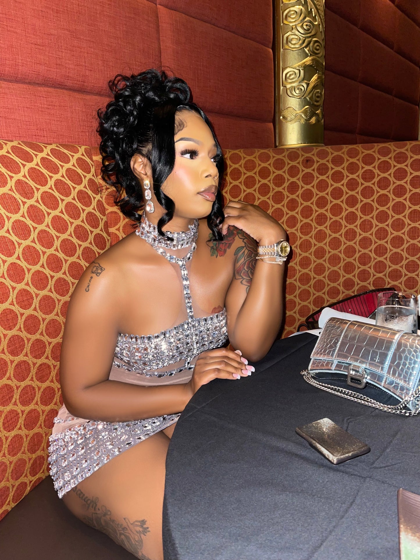 PREORDER ONLY Arabian Nights Mesh Rhinestone Mini Choker Dress