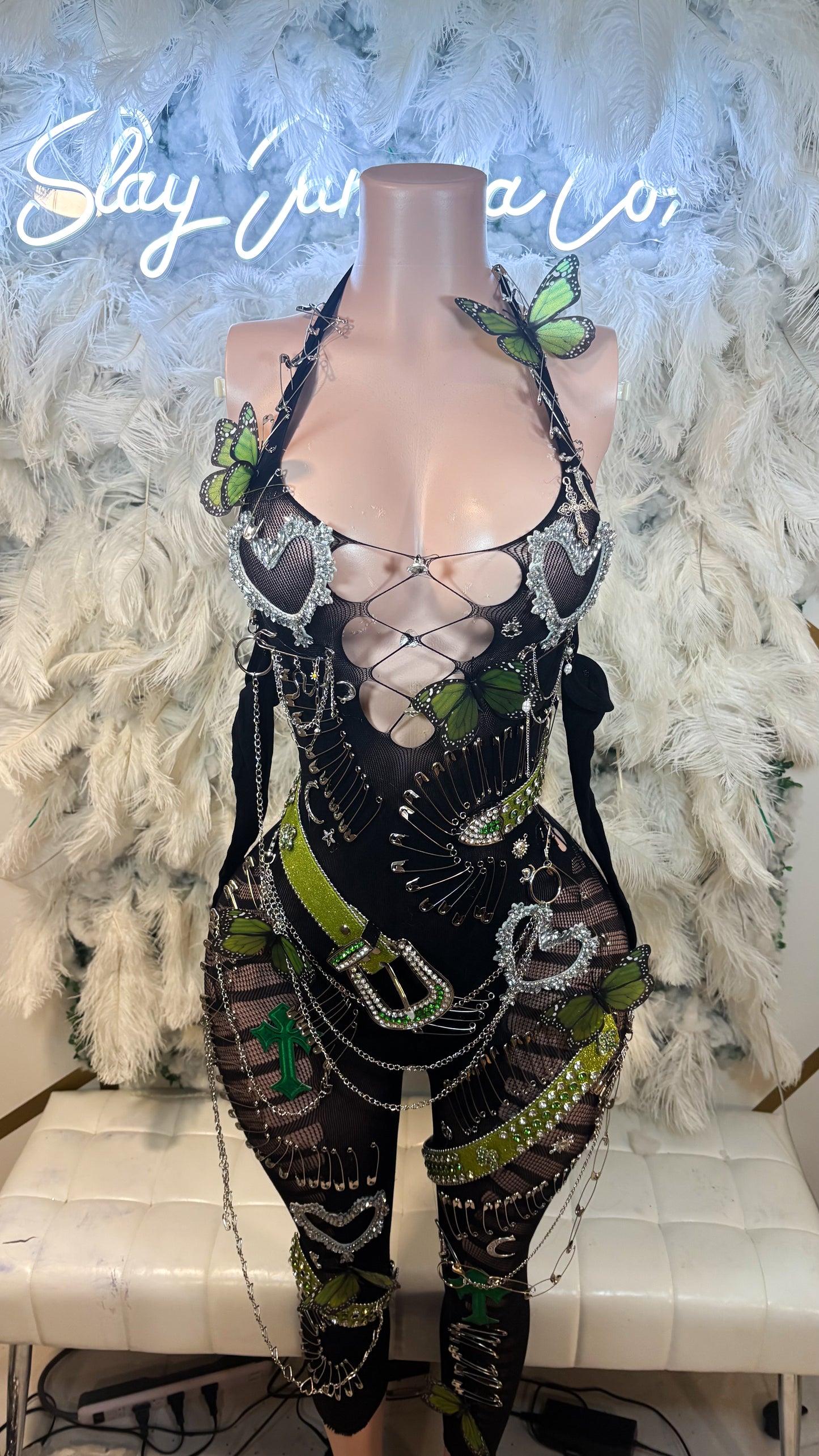 Baby Boo Embellished Mesh Jumpsuit