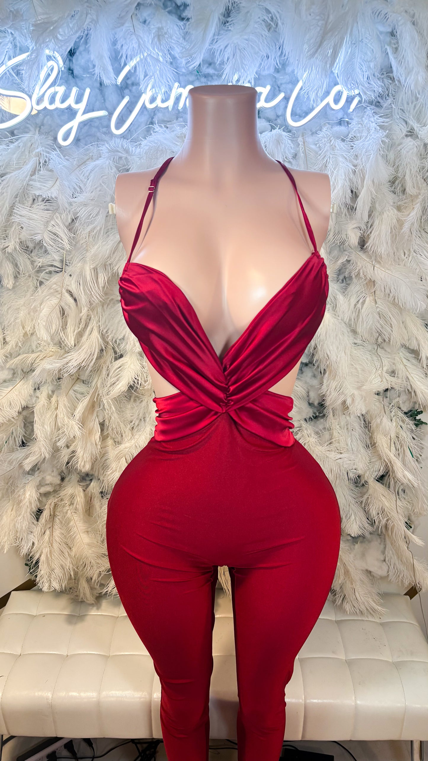 Time Of Your Life Twist Jumpsuit - Red
