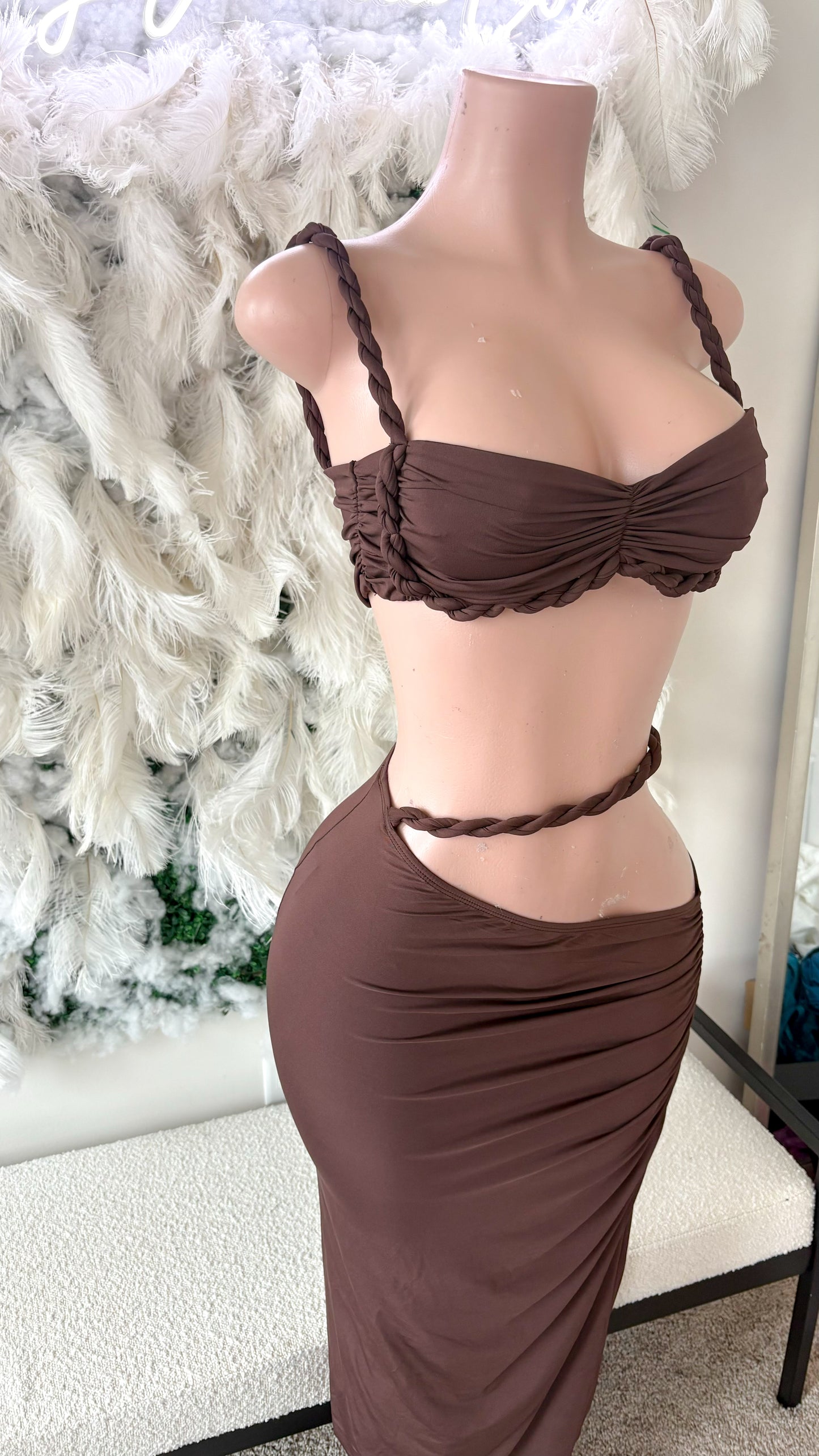 Paradise Bay Rope Skirt Set - Brown