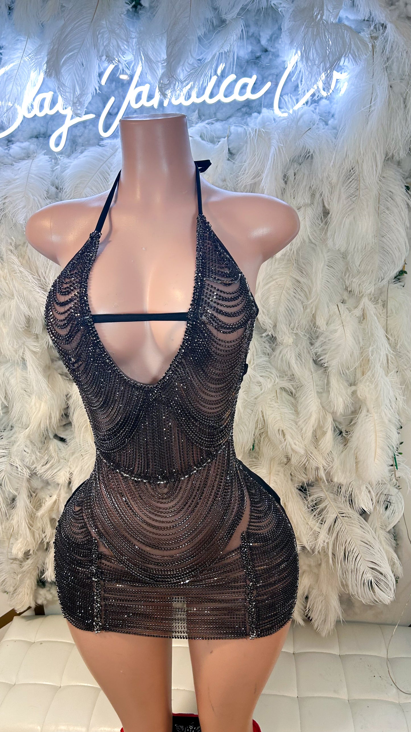 Keep Them Talking Chain Luxe Mini Dress
