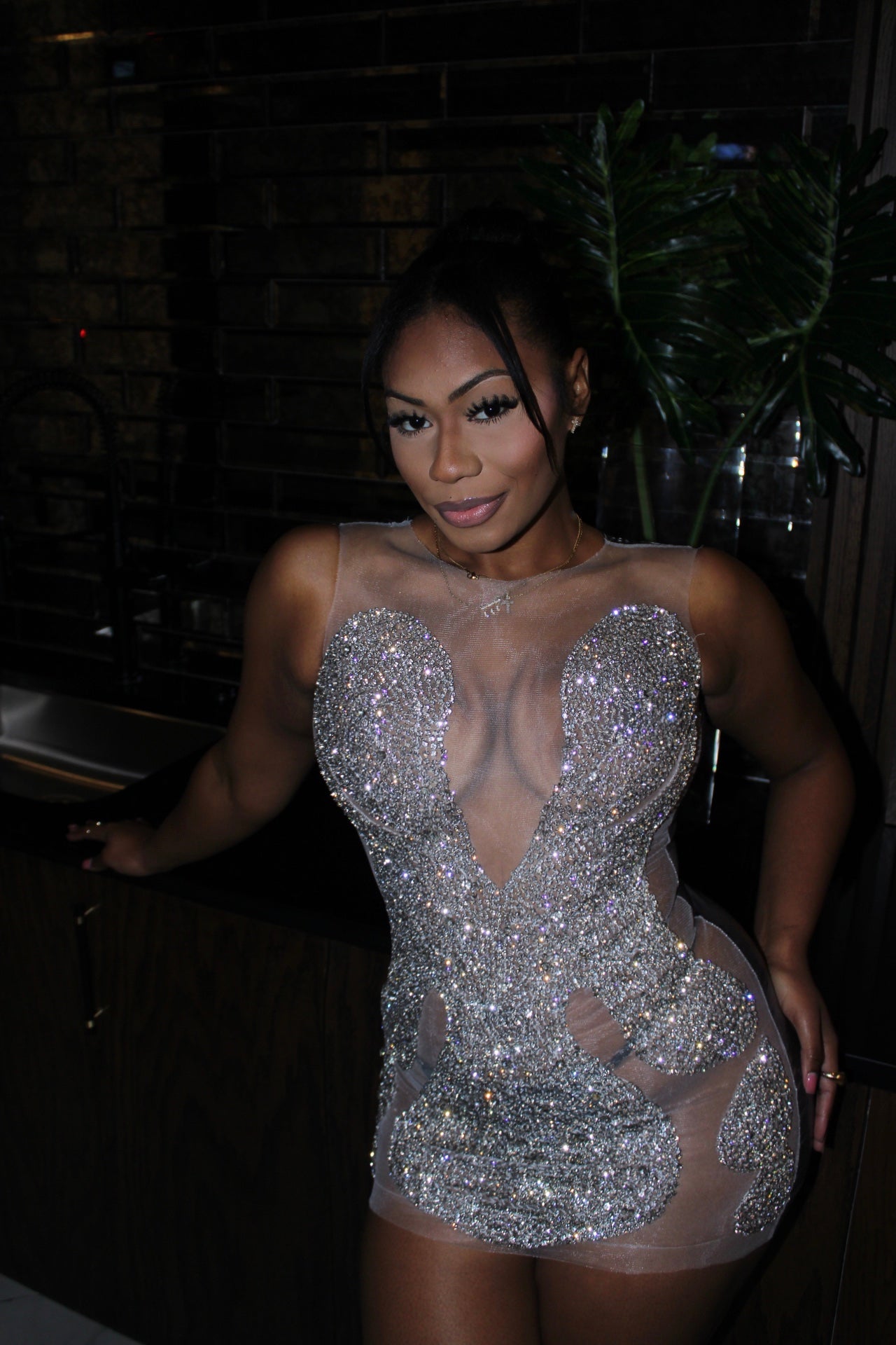 READY TO SHIP Siren Luxe Rhinestone Mini Dress