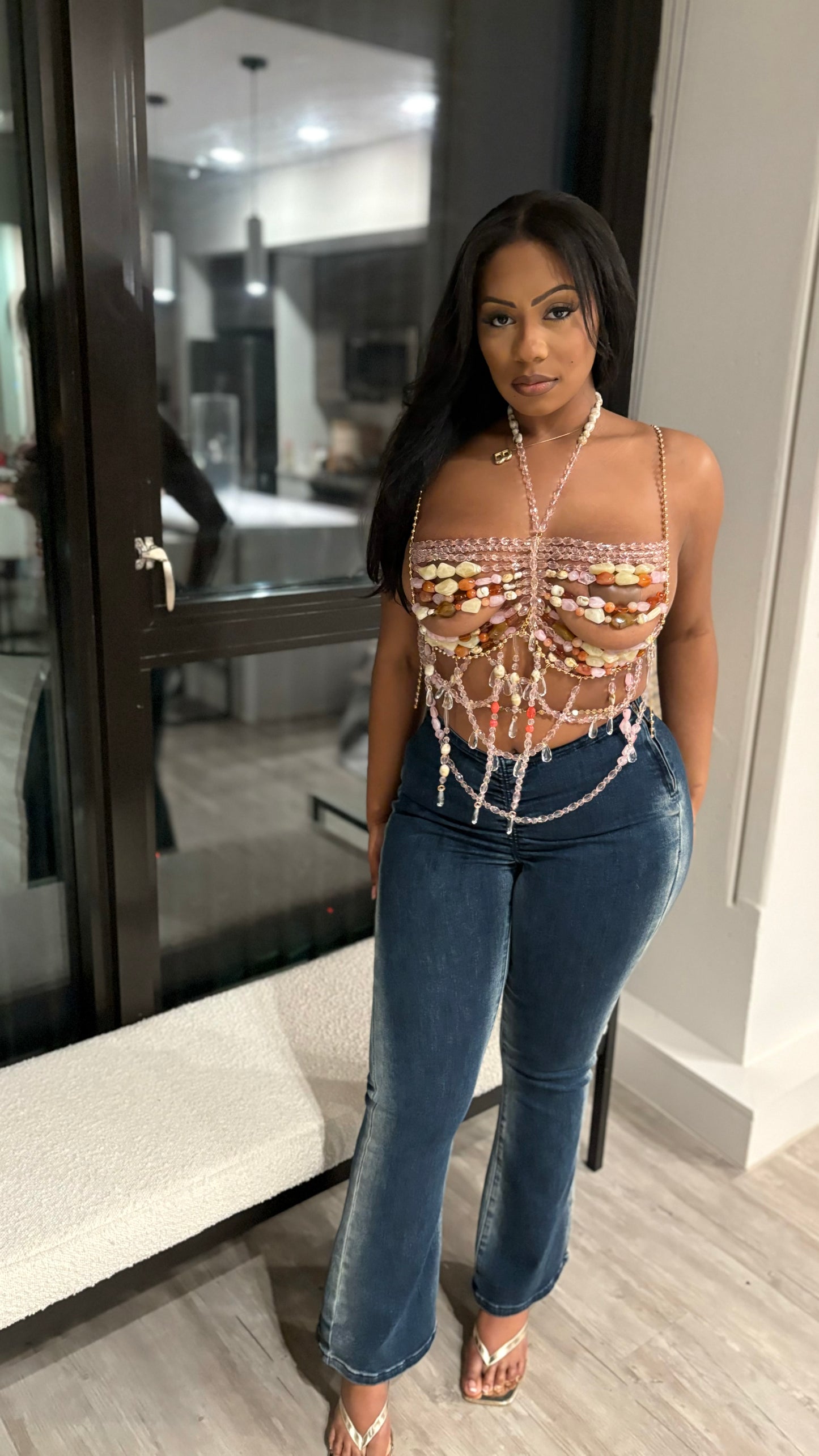 Mykonos Treats Beaded Top