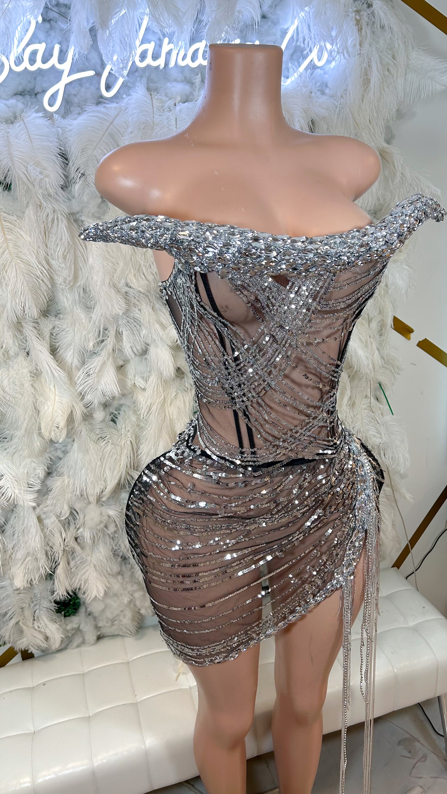PREORDER ONLY Her Main Attraction Mesh Sequin Mini Dress