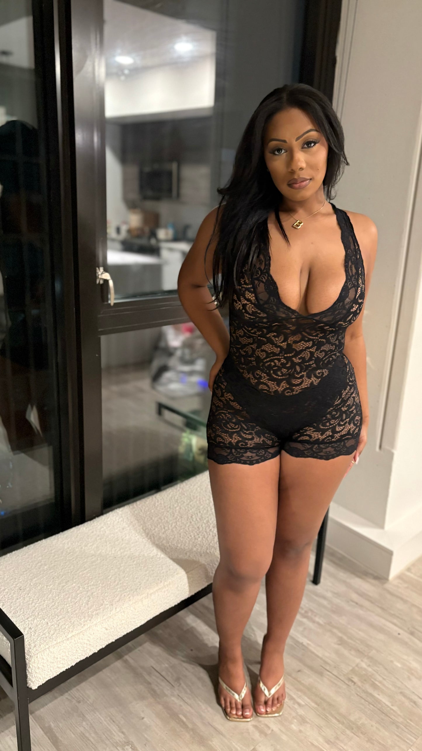 Not Very Demure Lace Romper