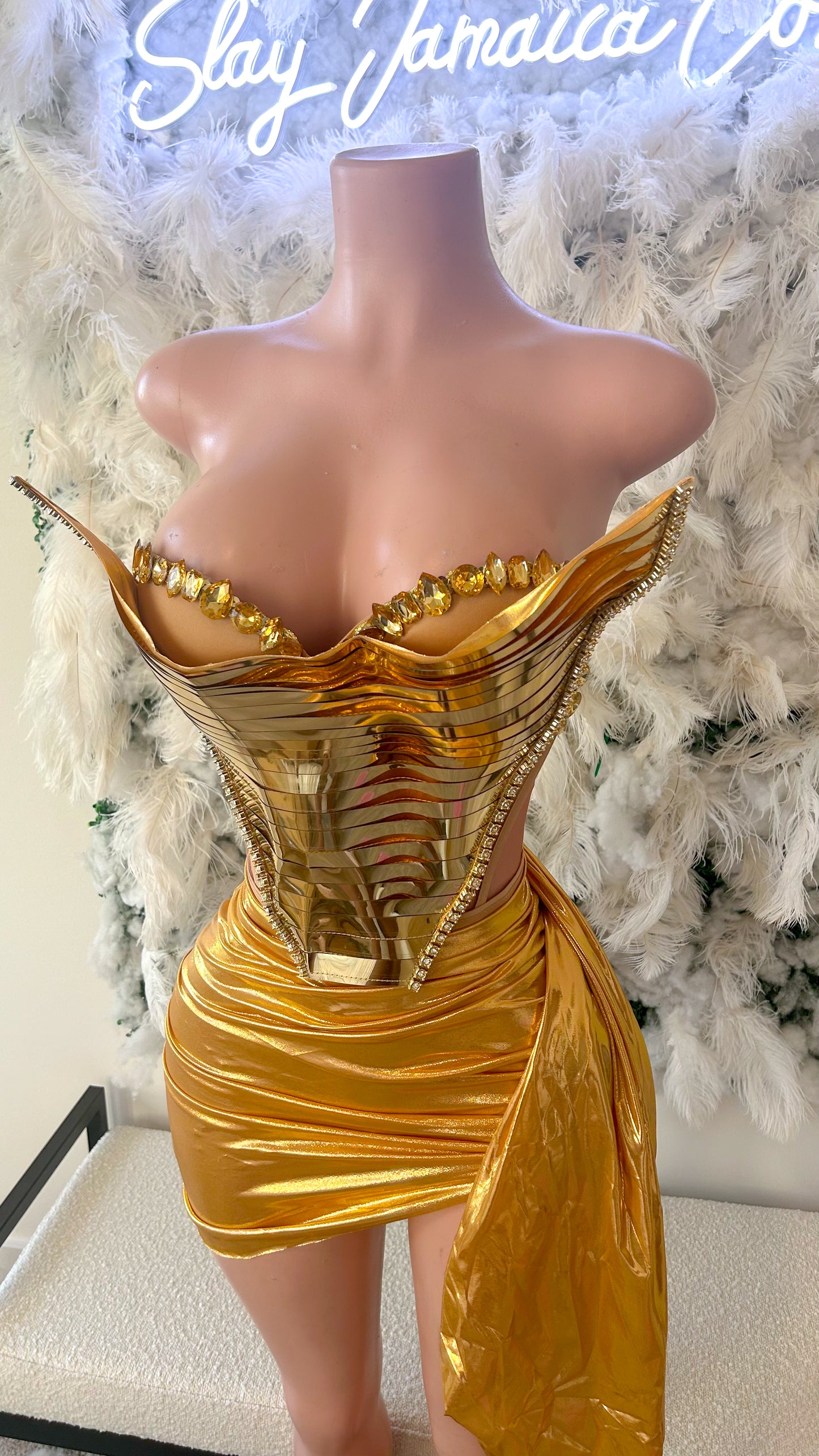 She Brings The Drama Mini Dress Set - Gold