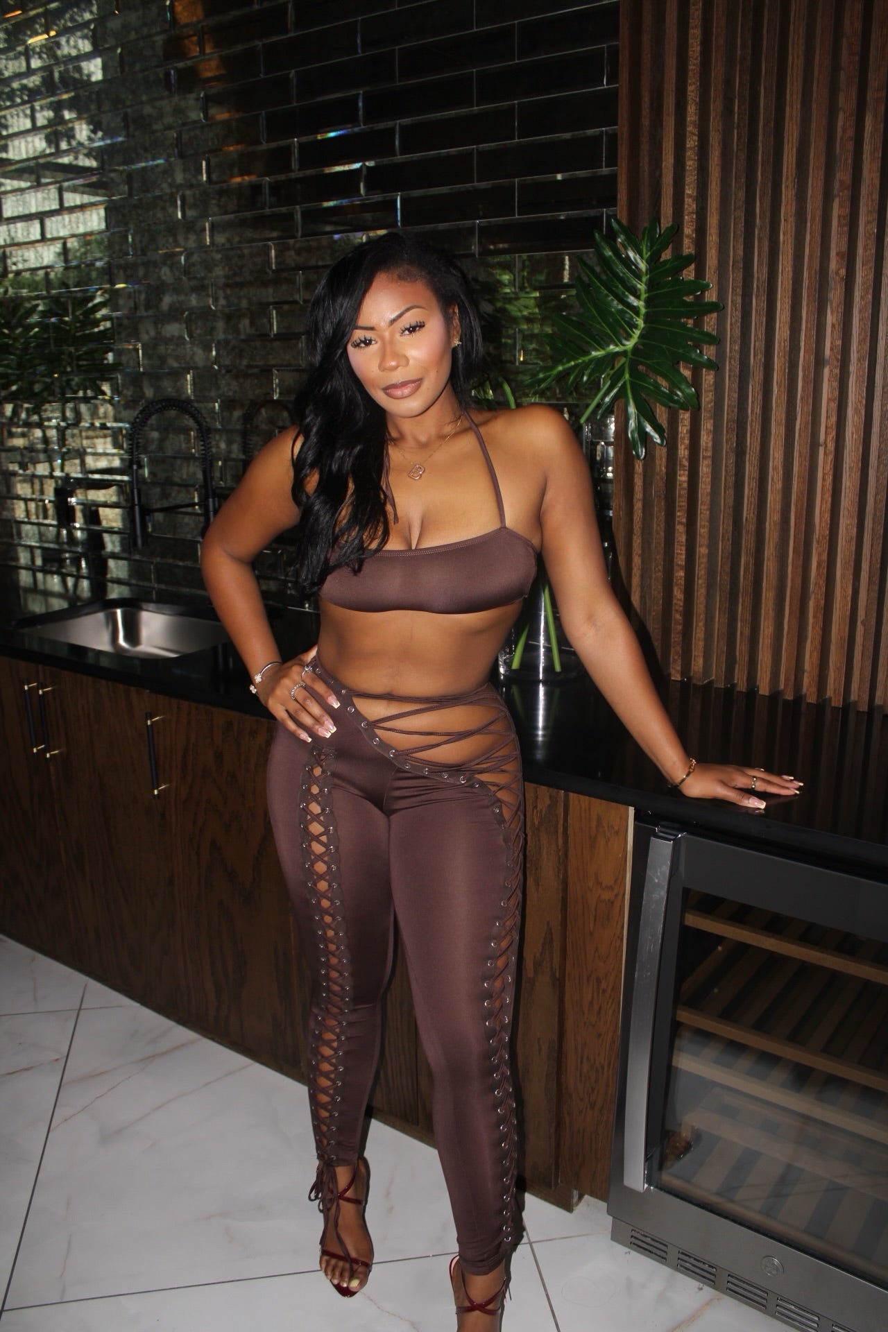 She Got It Bad Pants Set - Mocha Brown