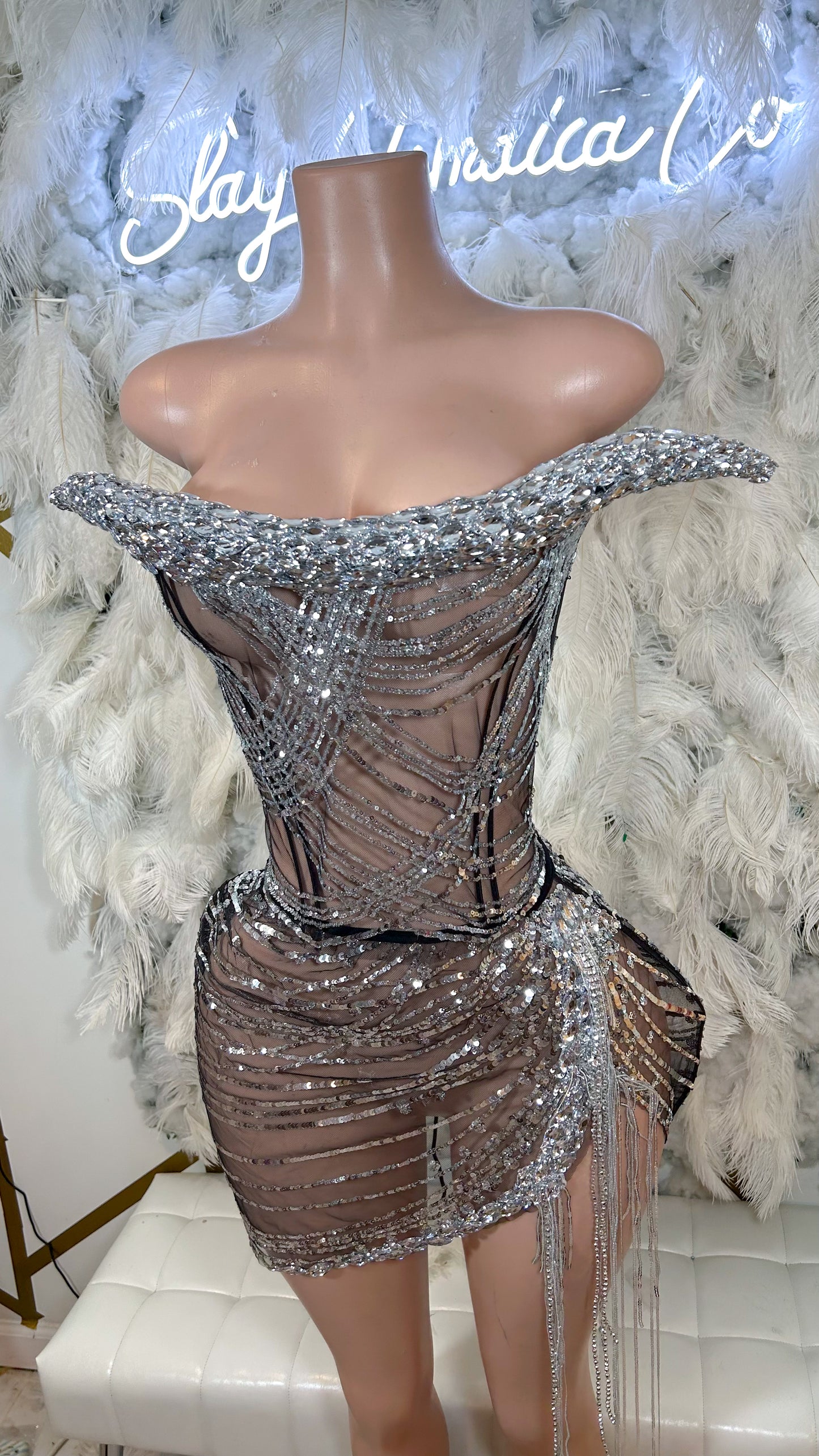PREORDER ONLY Her Main Attraction Mesh Sequin Mini Dress