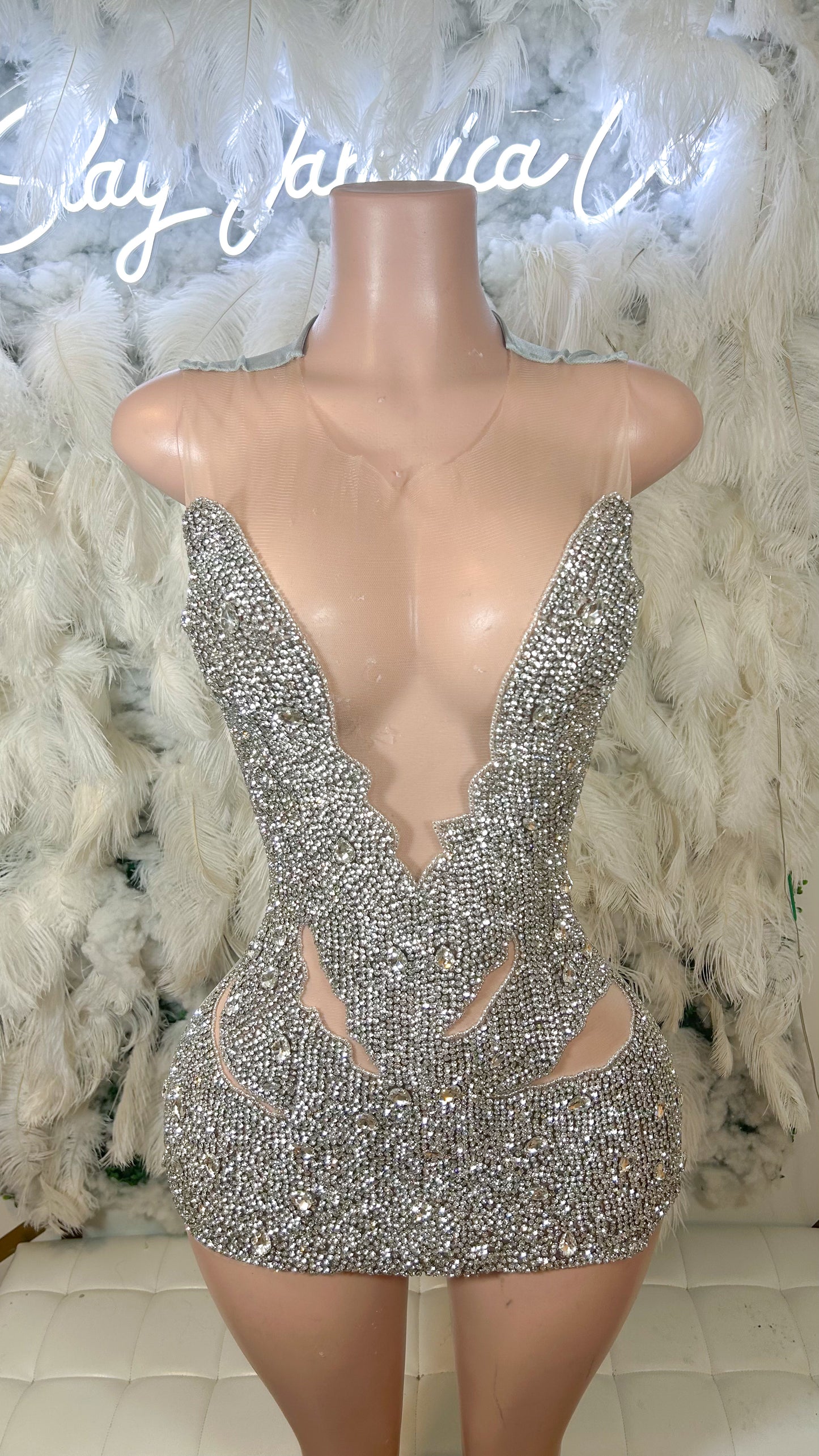PREORDER ONLY Always Been Her Rhinestone Luxe Mini Dress