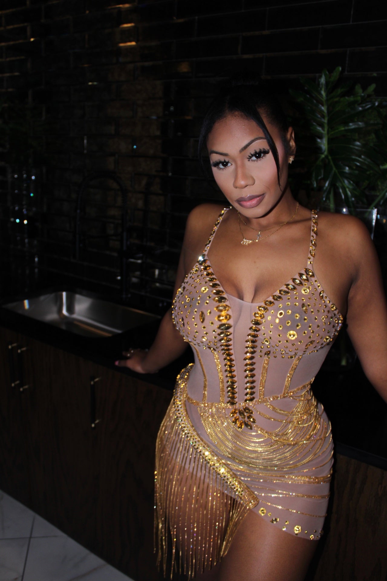 READY TO SHIP His Prettiest Problem Rhinestone Luxe Mini Dress